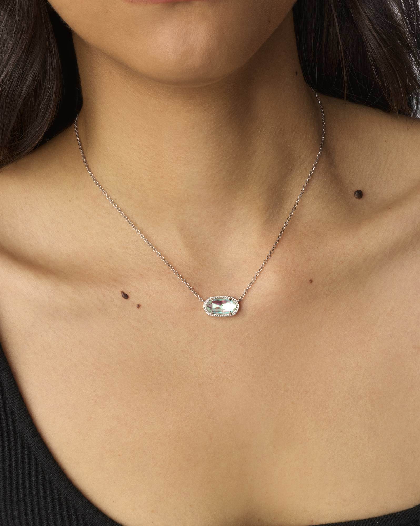 Elisa Silver Pendant Necklace in Dichroic Glass