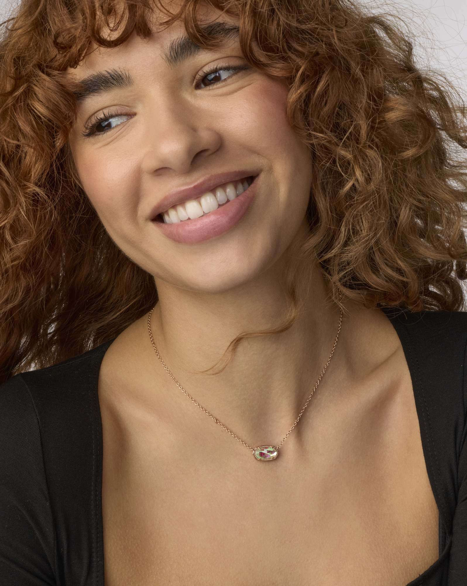 Elisa Rose Gold Pendant Necklace in Dichroic Glass