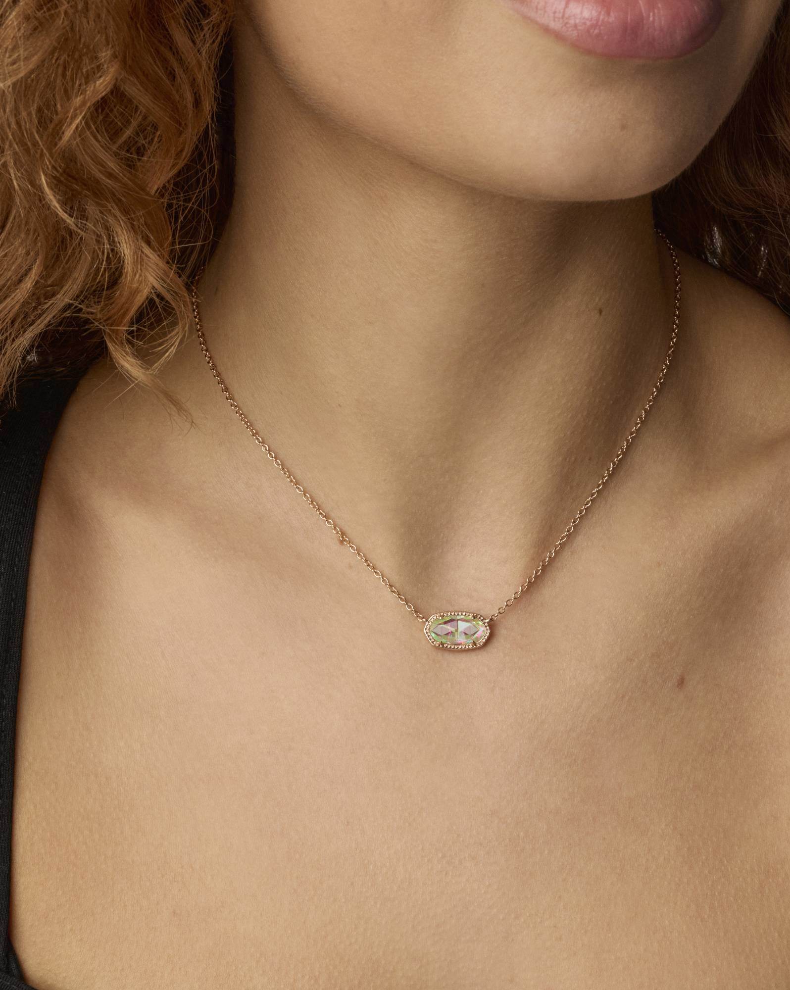 Elisa Rose Gold Pendant Necklace in Dichroic Glass