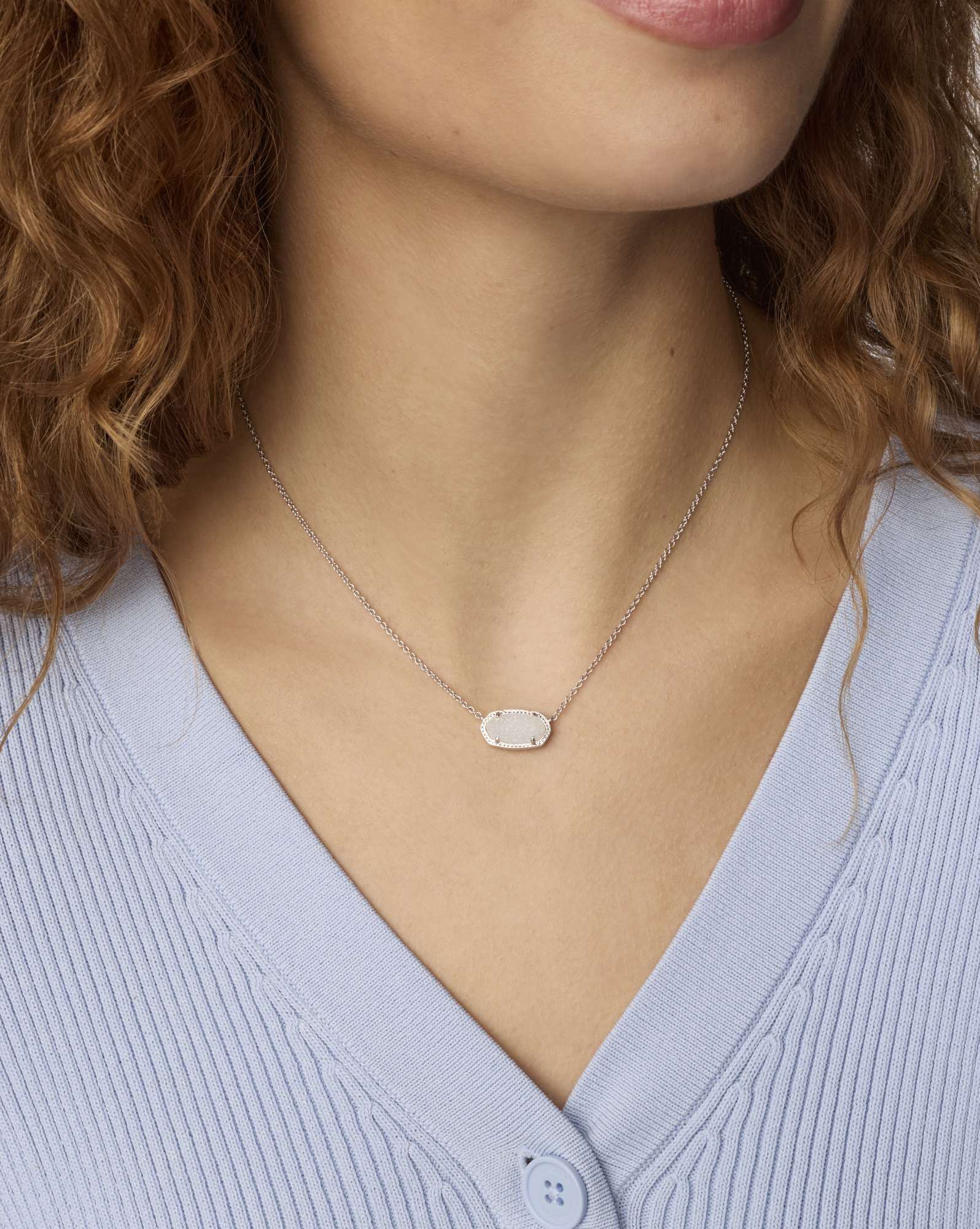 Elisa Silver Pendant Necklace in Iridescent Drusy