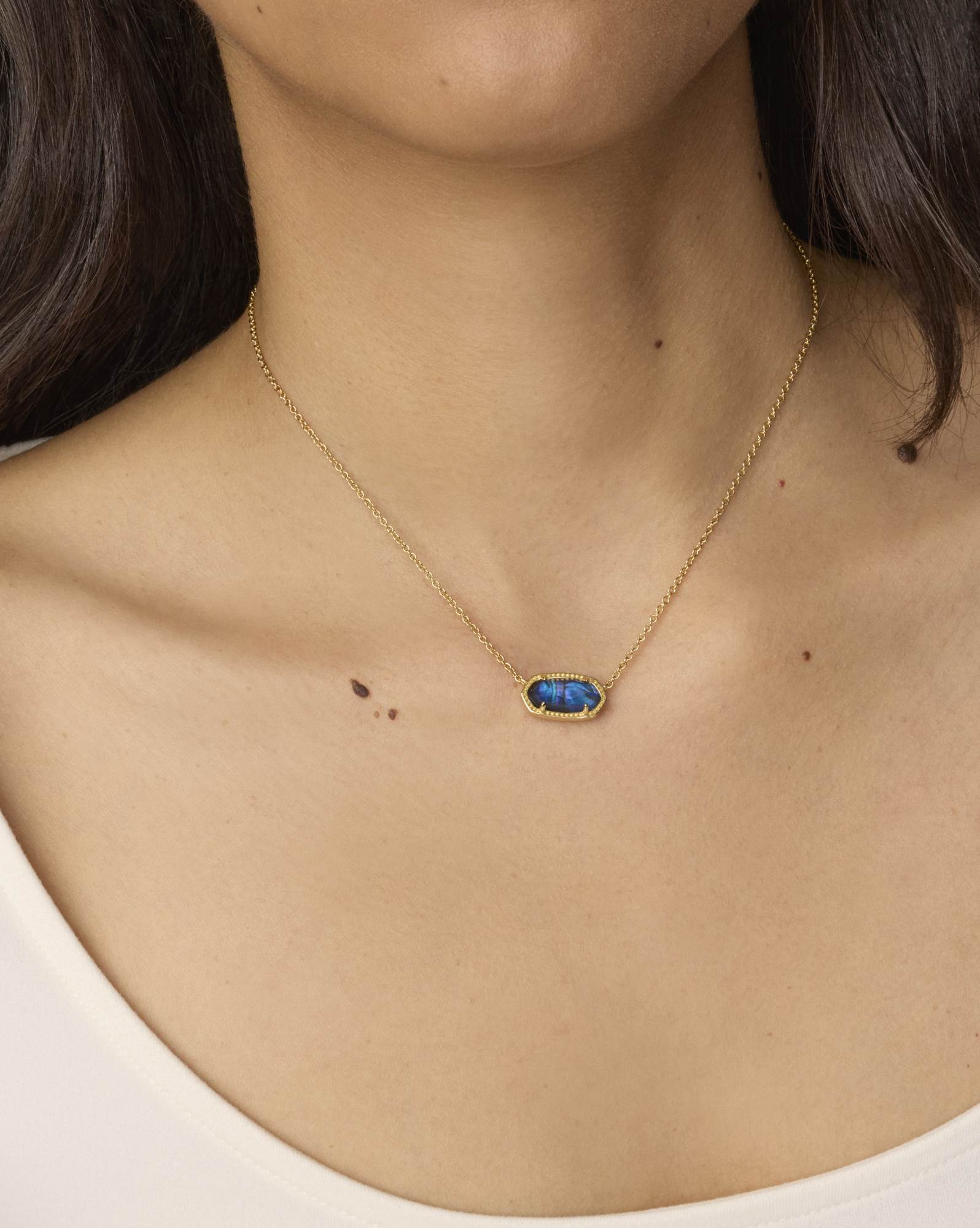 Elisa Gold Pendant Necklace in Navy Abalone