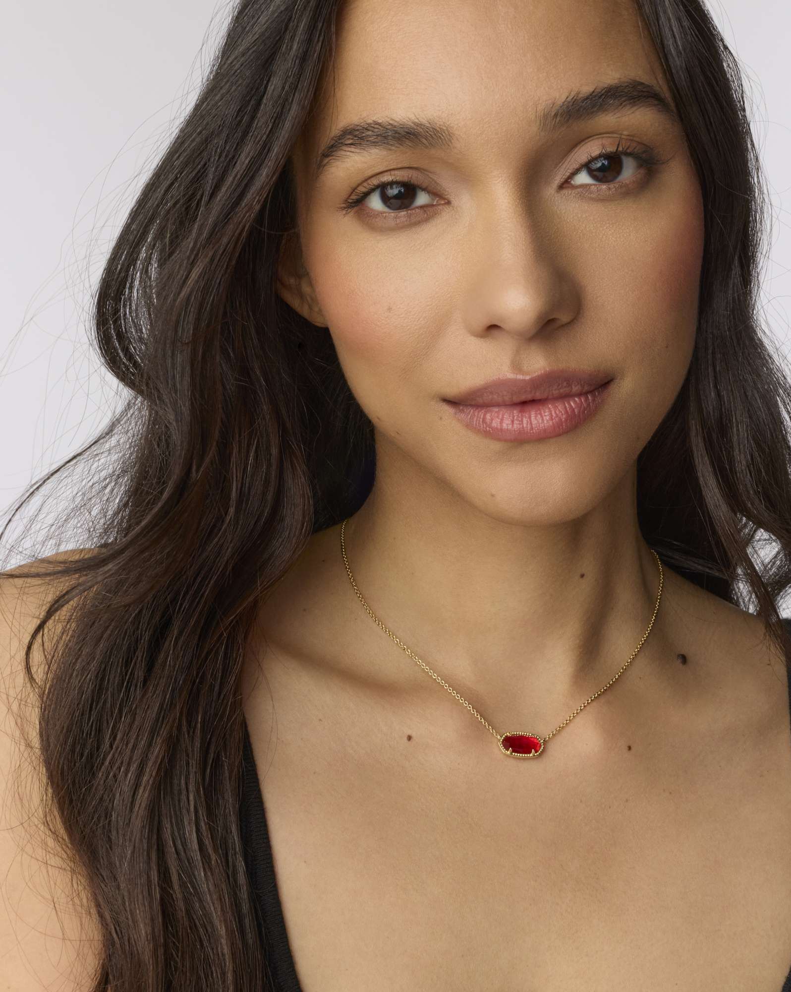 Elisa Gold Pendant Necklace in Red Illusion