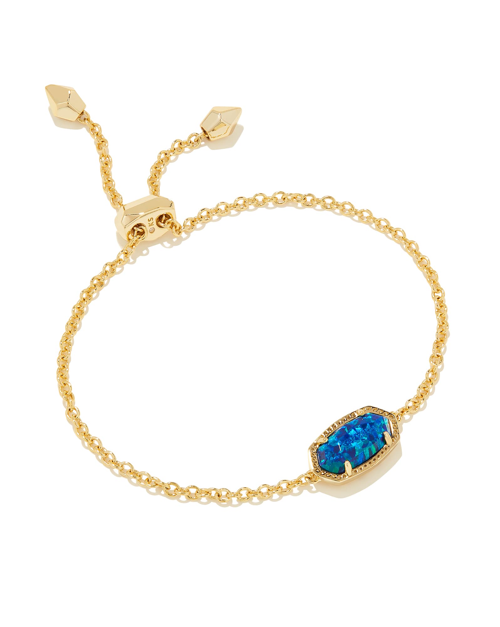 Elaina Gold Delicate Chain Bracelet in Cobalt Blue Lab Grown Opal