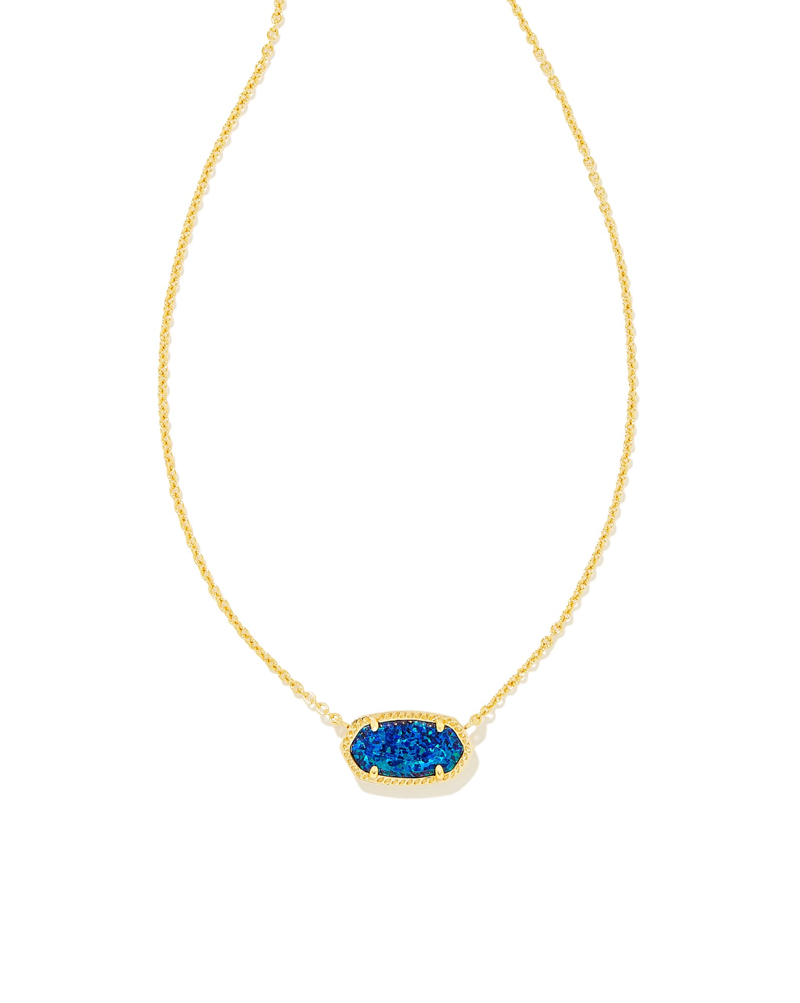 Elisa Gold Pendant Necklace in Cobalt Blue Lab Grown Opal