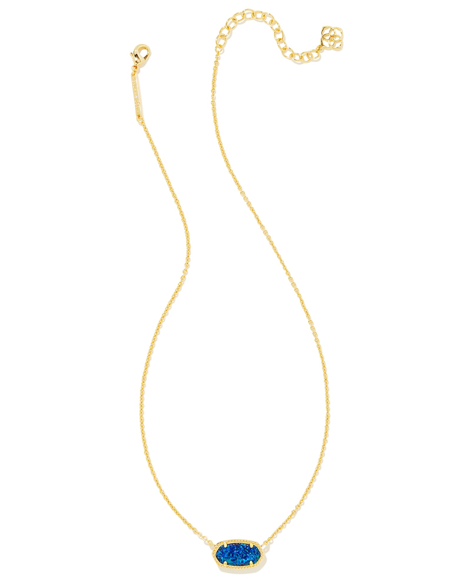 Elisa Gold Pendant Necklace in Cobalt Blue Lab Grown Opal