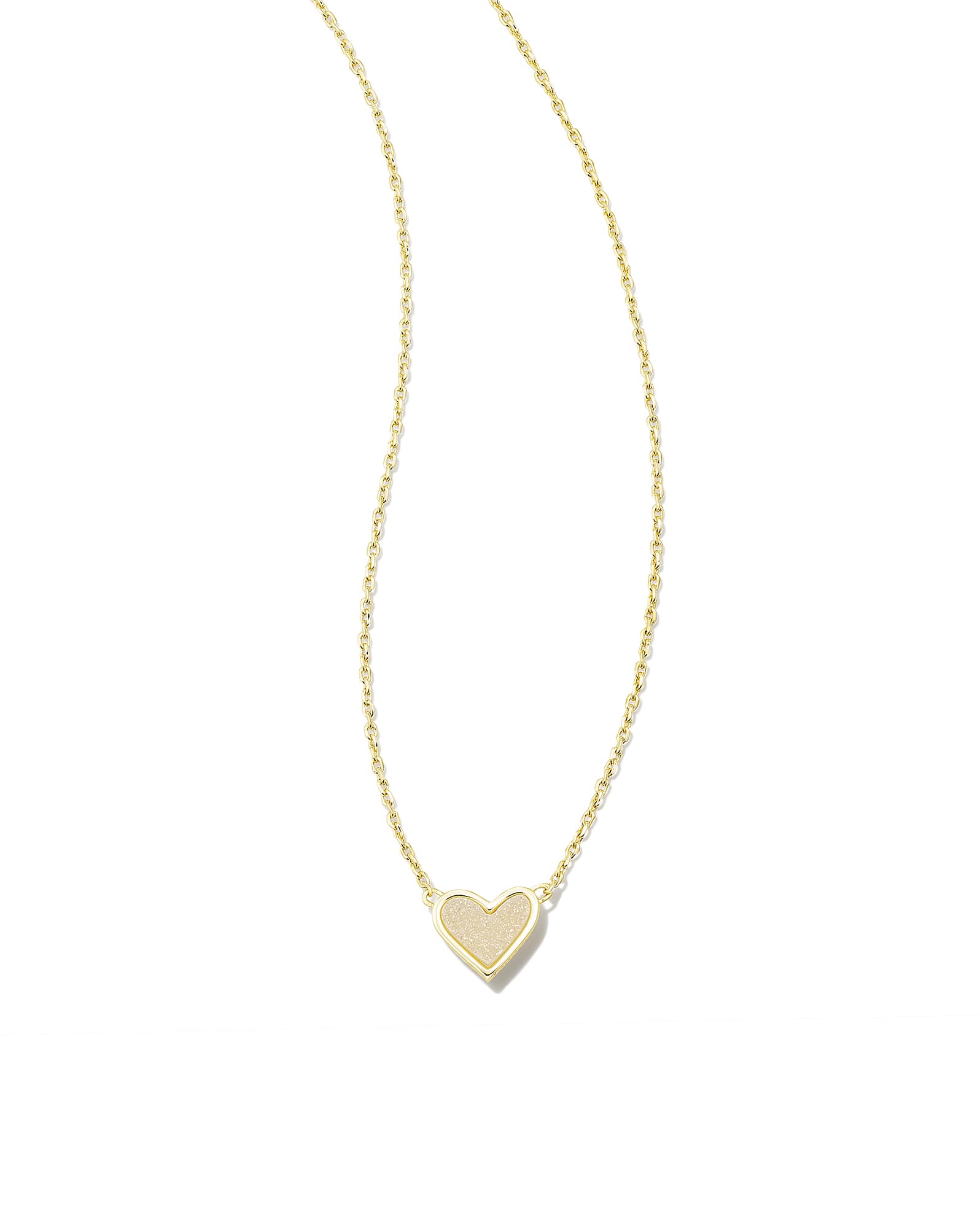 Framed Ari Heart Gold Short Pendant Necklace in Iridescent Drusy