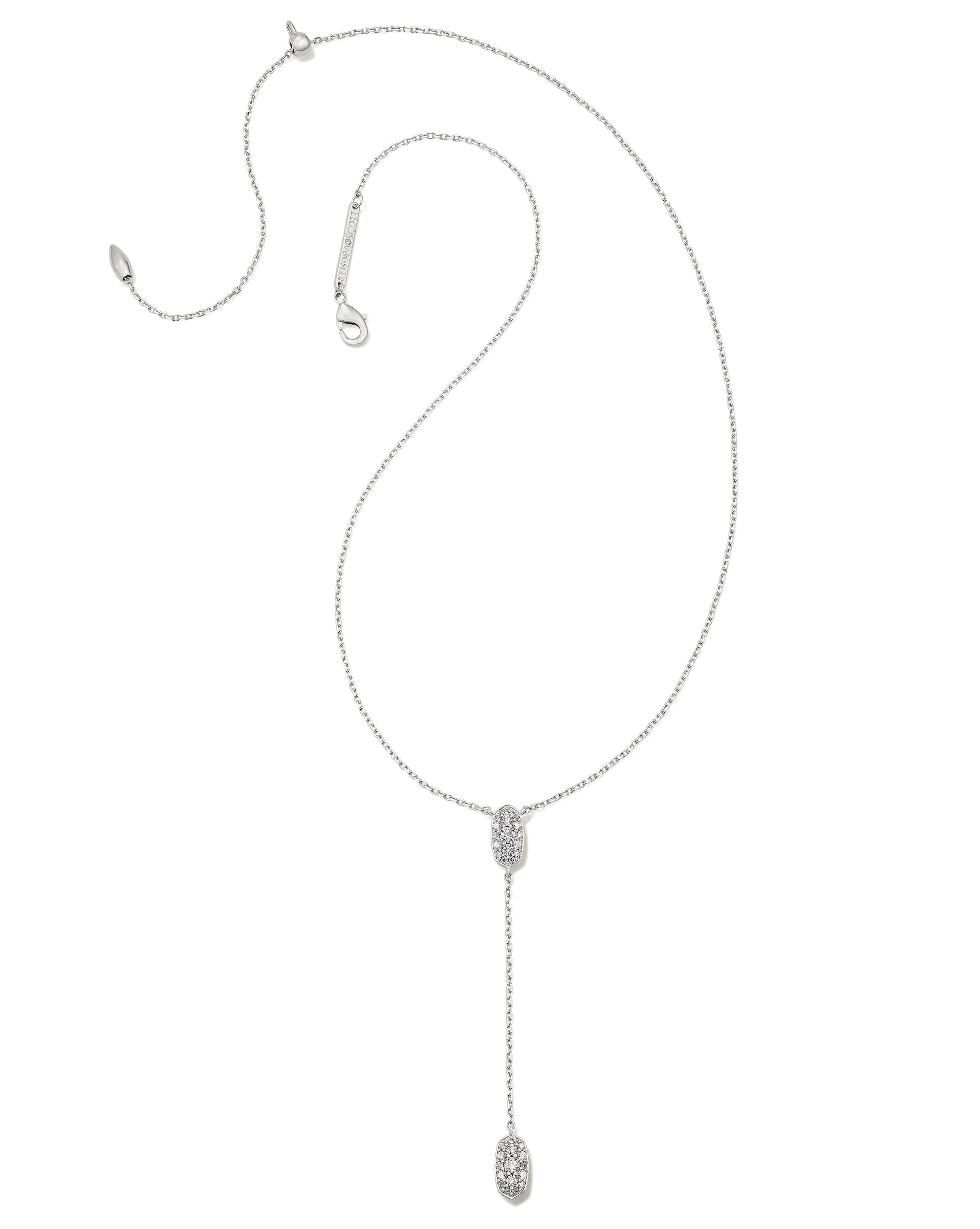 Grayson Silver Y Necklace in White CZ