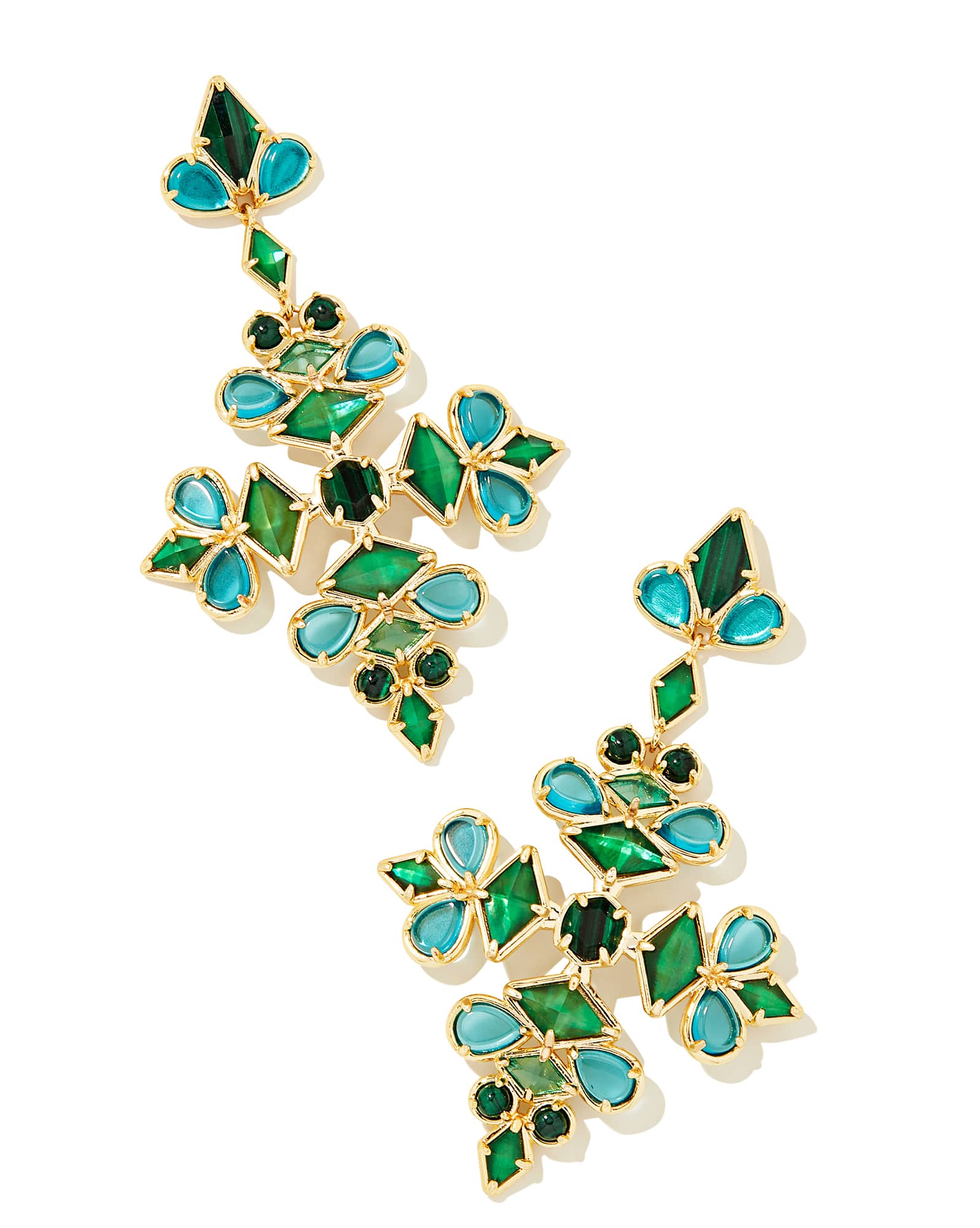 Kinsley Gold Statement Earrings in Green Mix