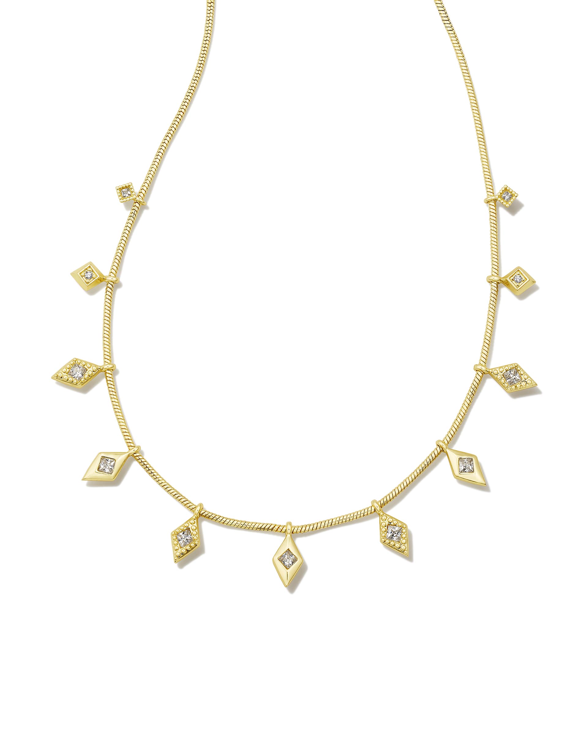 Kinsley Gold Strand Necklace in White CZ