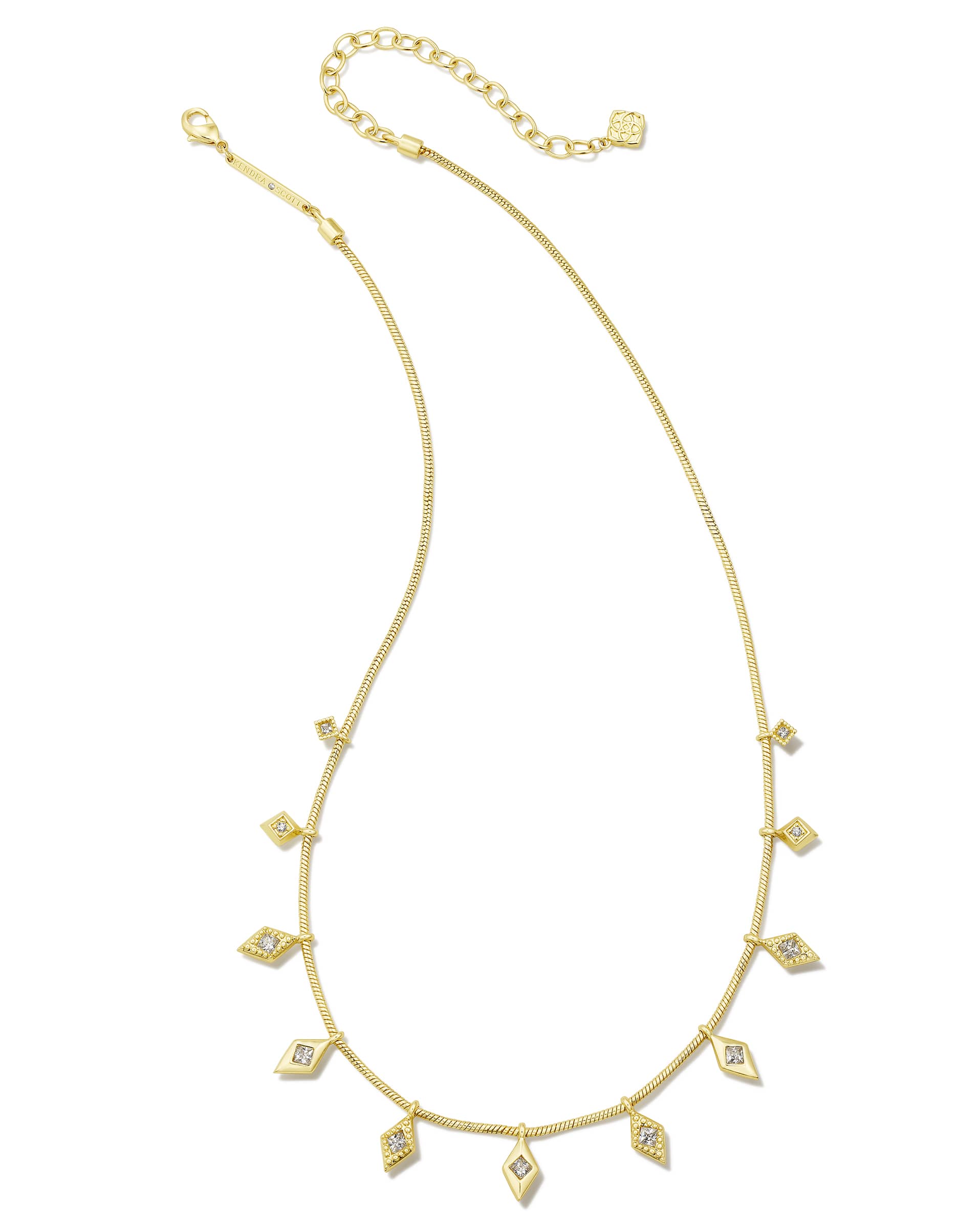 Kinsley Gold Strand Necklace in White CZ