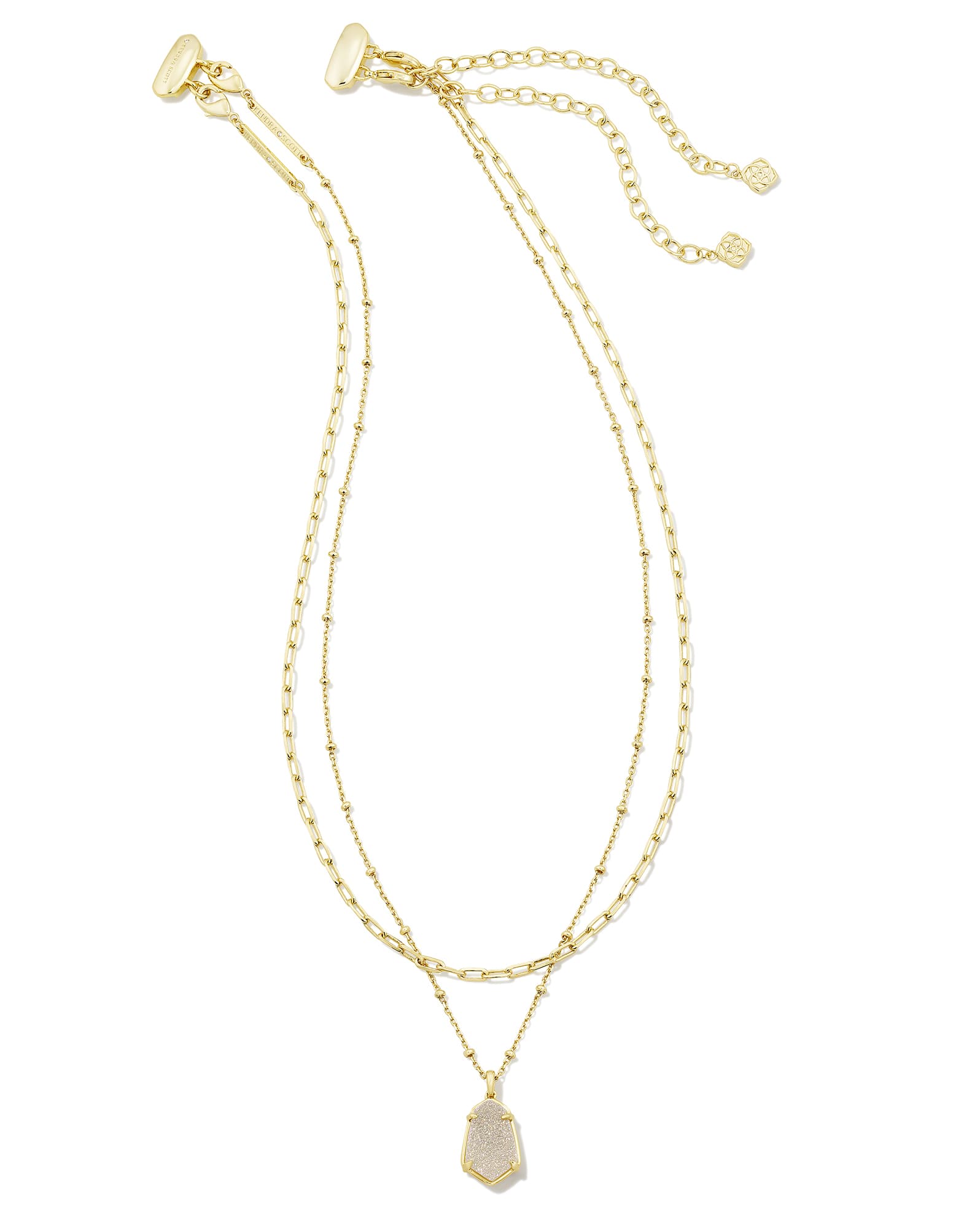 Alexandria Gold Multi Strand Necklace in Iridescent Drusy