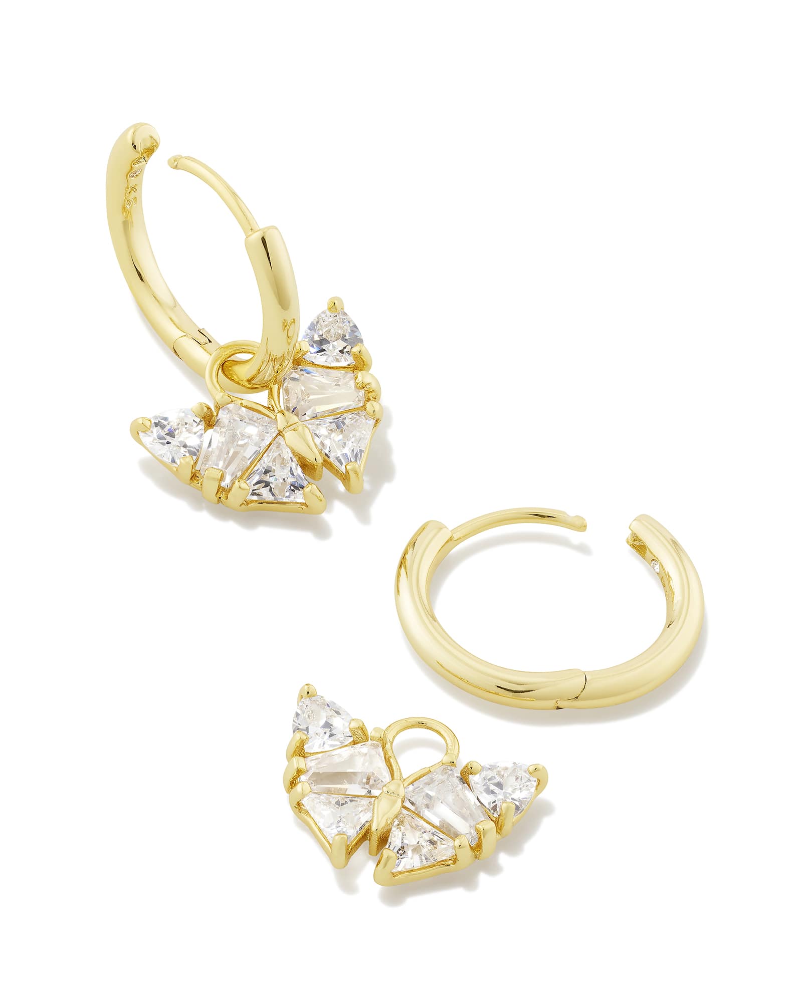 Blair Gold Butterfly Huggie Earrings in White CZ
