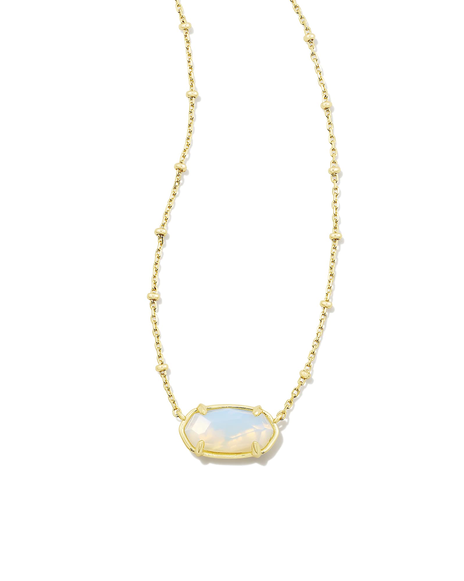Faceted Gold Elisa Short Pendant Necklace in Iridescent Opalite Illusion