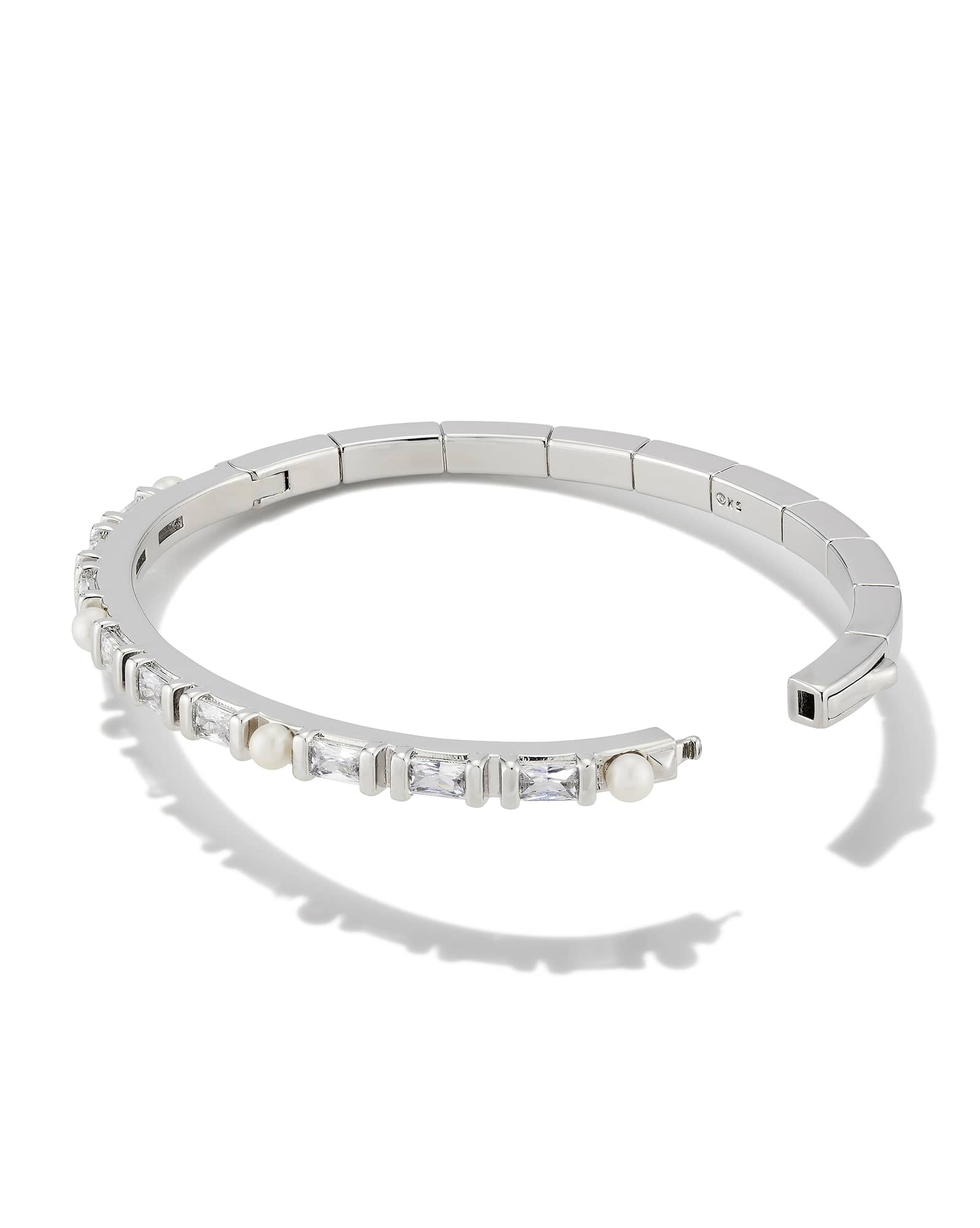 Gracie Silver Bangle Bracelet in White Mix