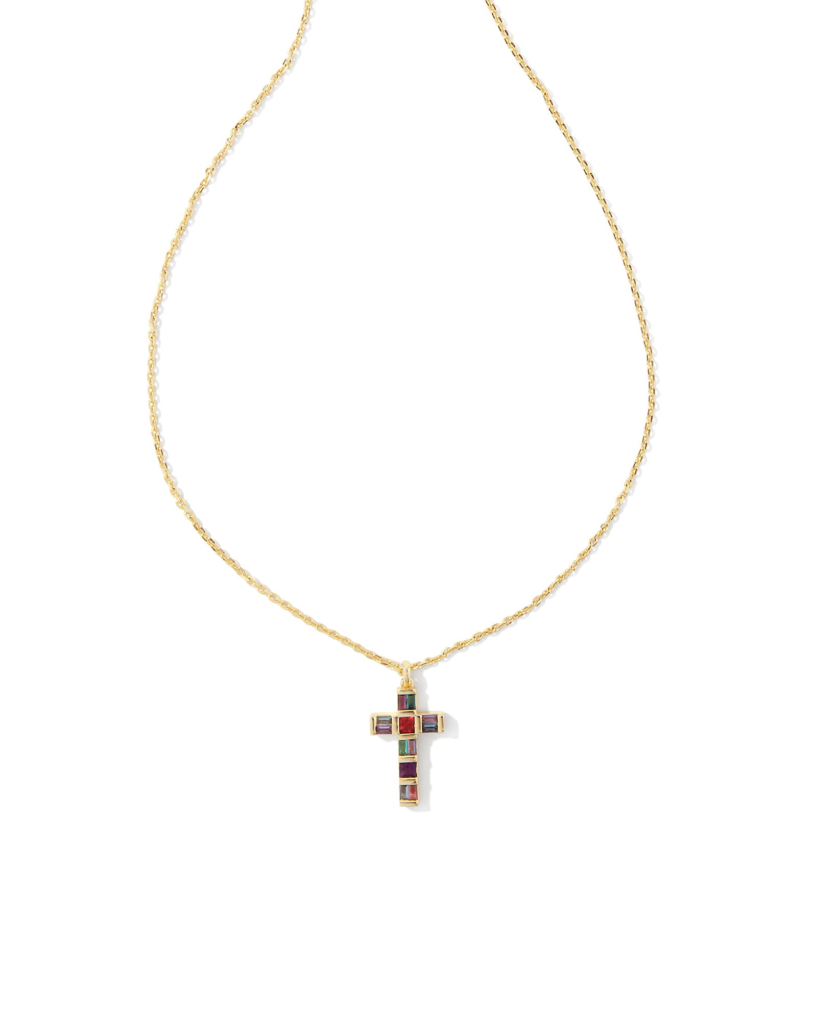 Gracie Cross Short Pendant Necklace in Gold