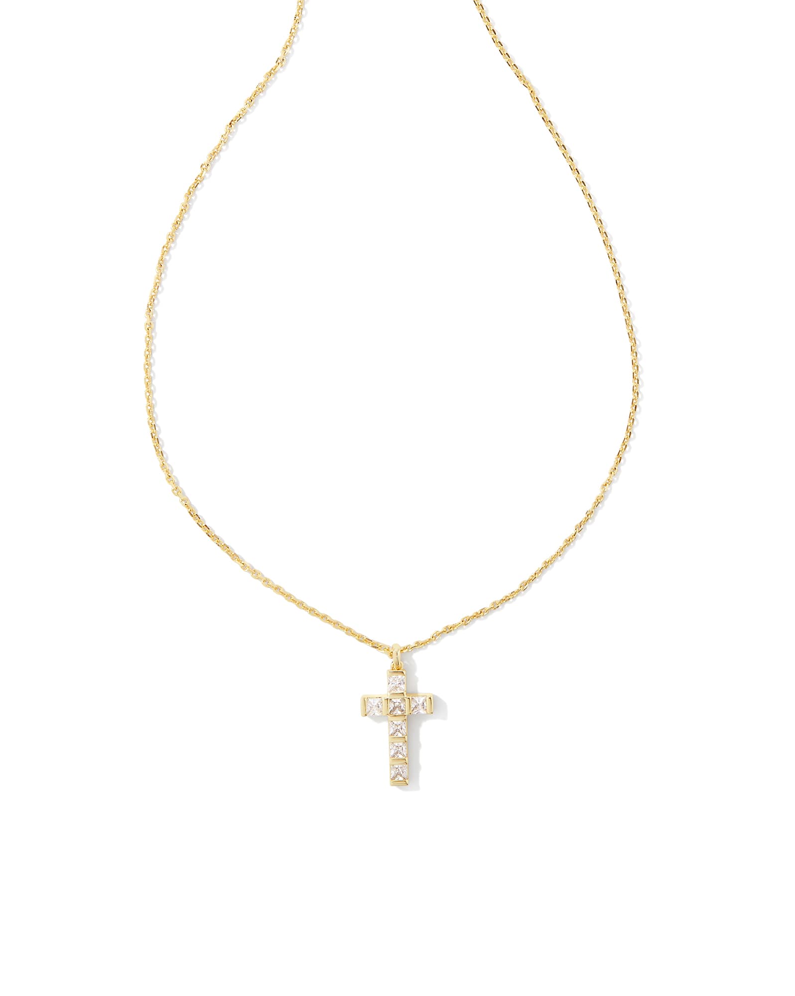 Gracie Gold Cross Short Pendant Necklace in White CZ
