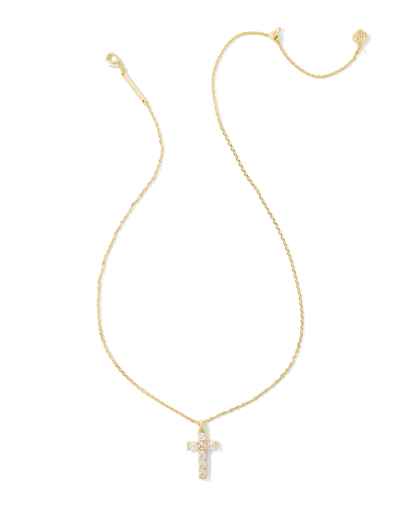 Gracie Gold Cross Short Pendant Necklace in White CZ