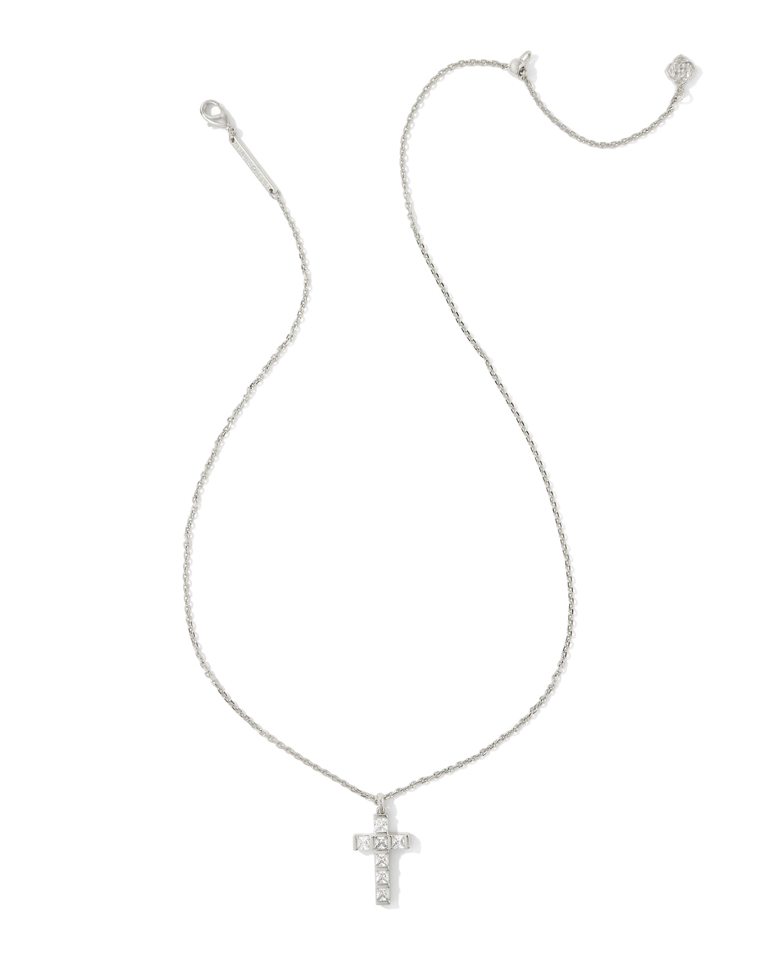 Gracie Silver Cross Short Pendant Necklace in White CZ