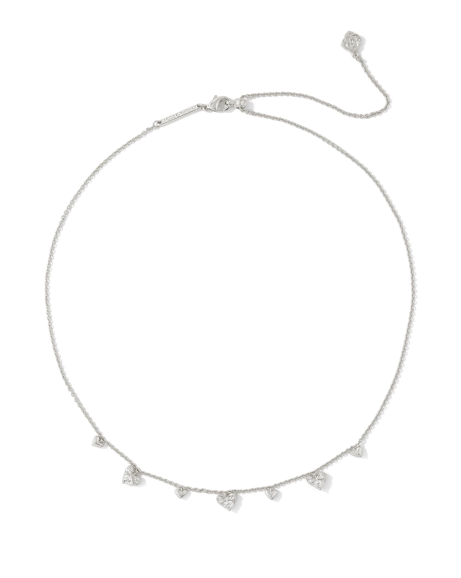Haven Silver Heart Crystal Choker Necklace in White CZ