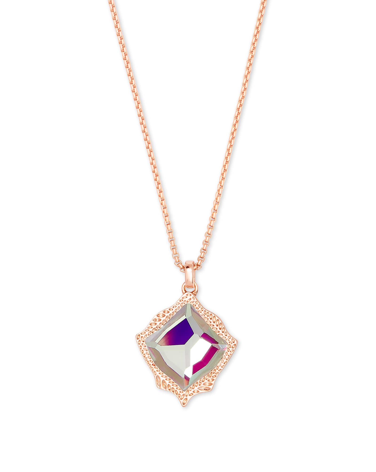 Kacey Long Pendant Necklace in Rose Gold