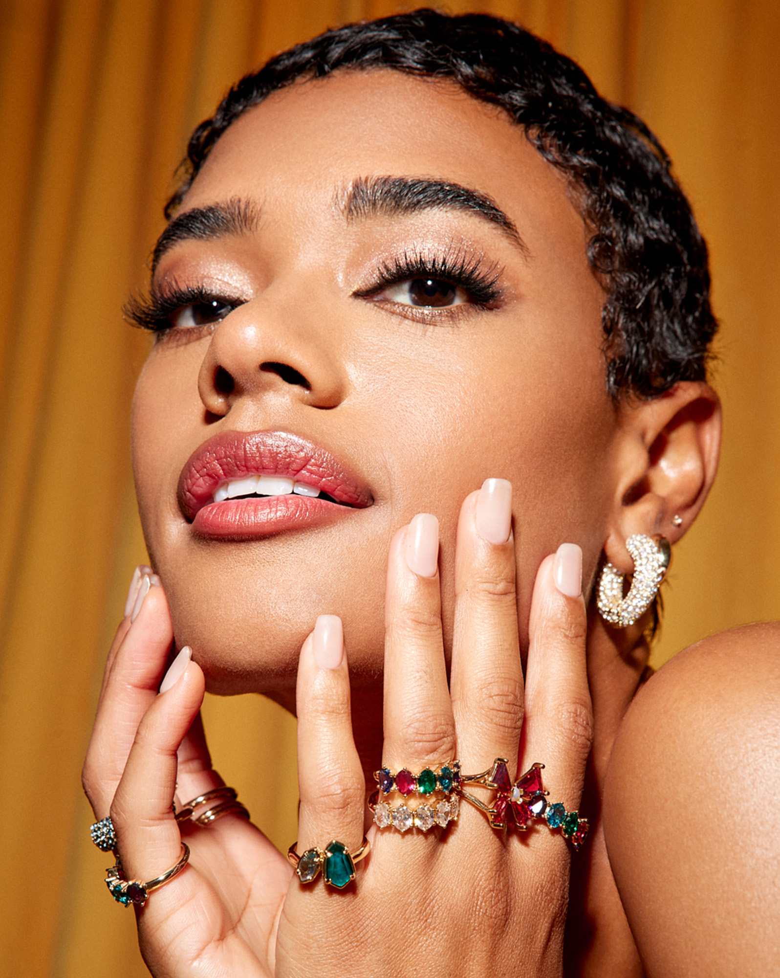 Cailin Gold Crystal Band Ring in Multi Mix