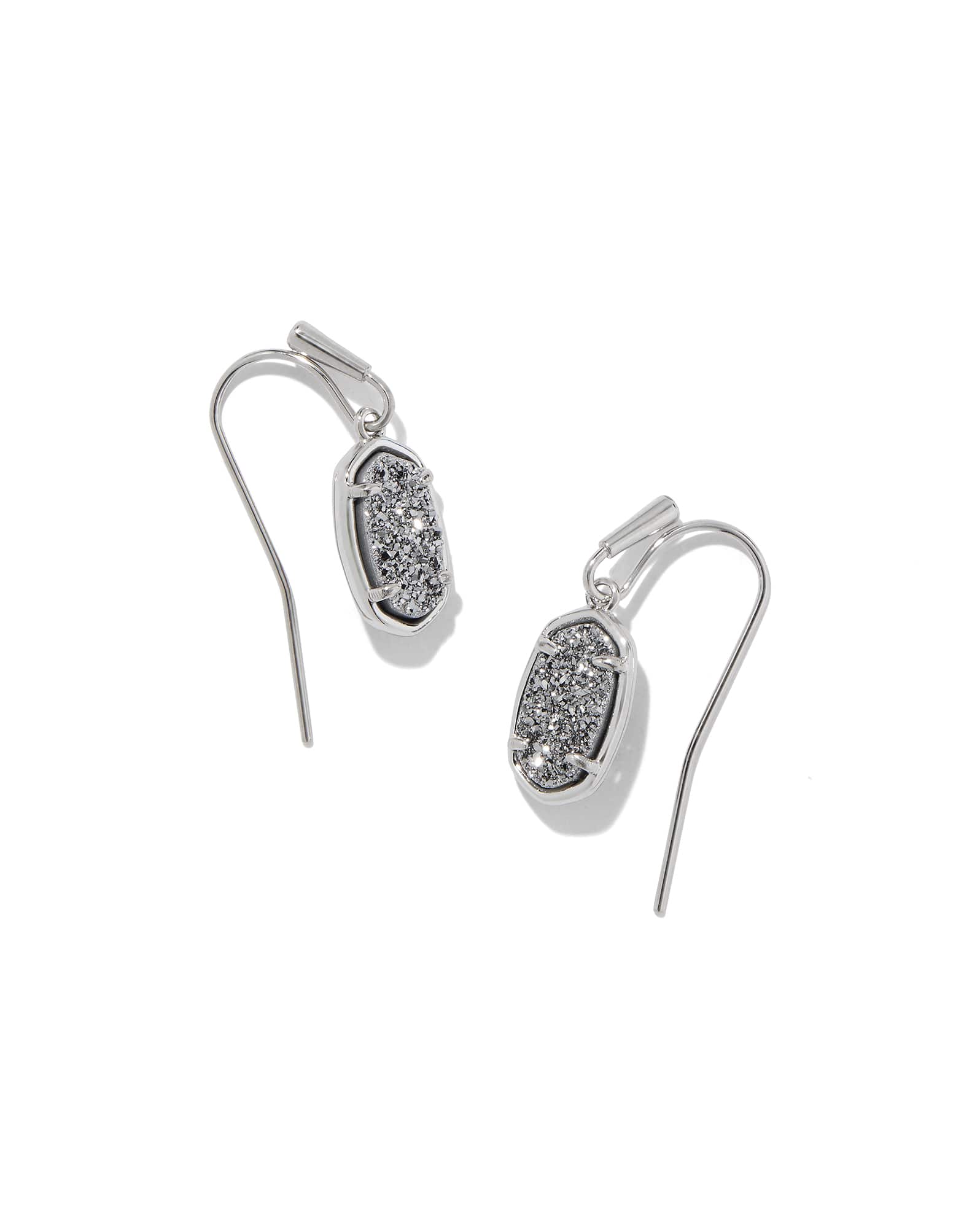 Grayson Silver Drop Earrings in Platinum Drusy