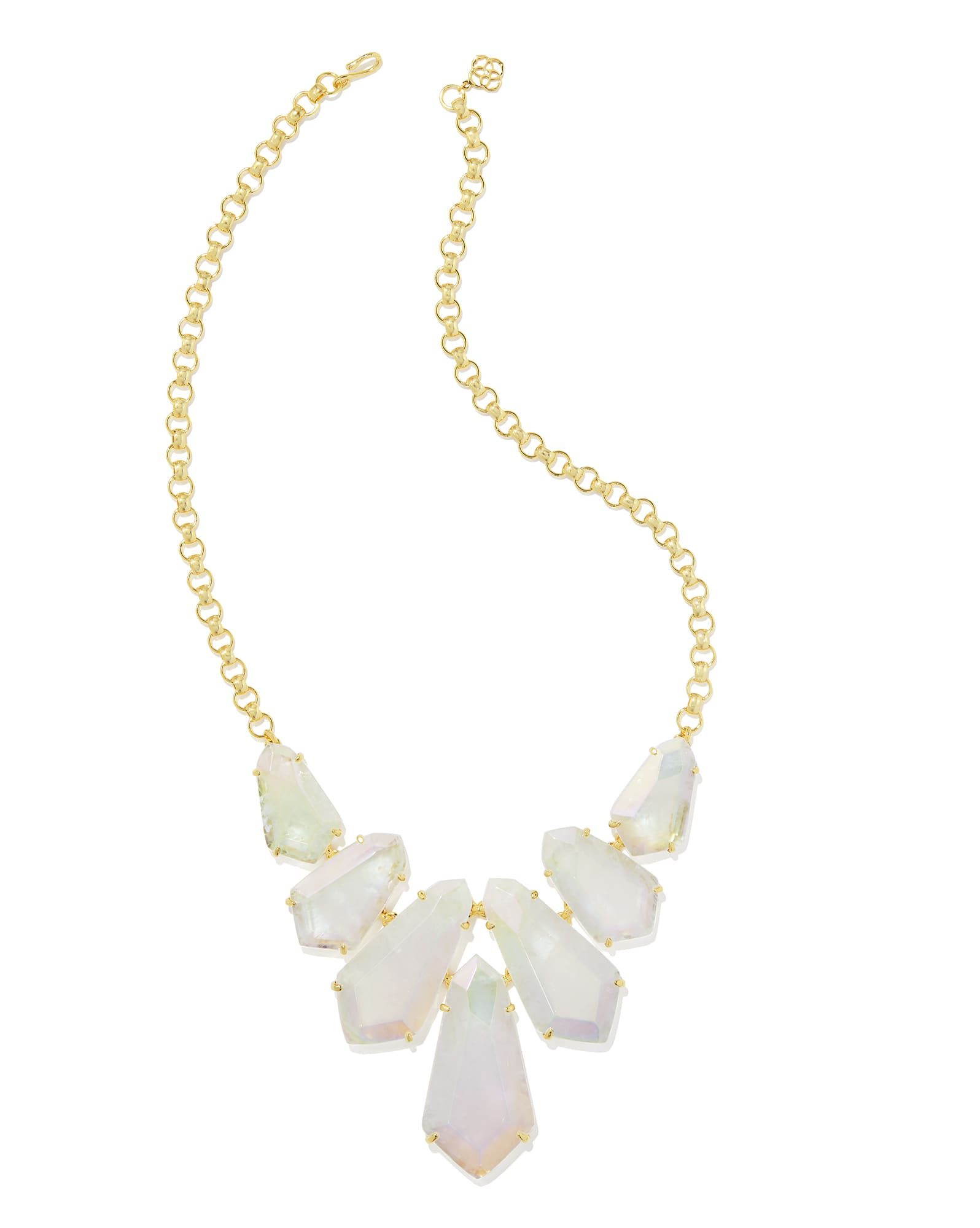 Loris Gold Statement Necklace in Iridescent Clear Rock Crystal
