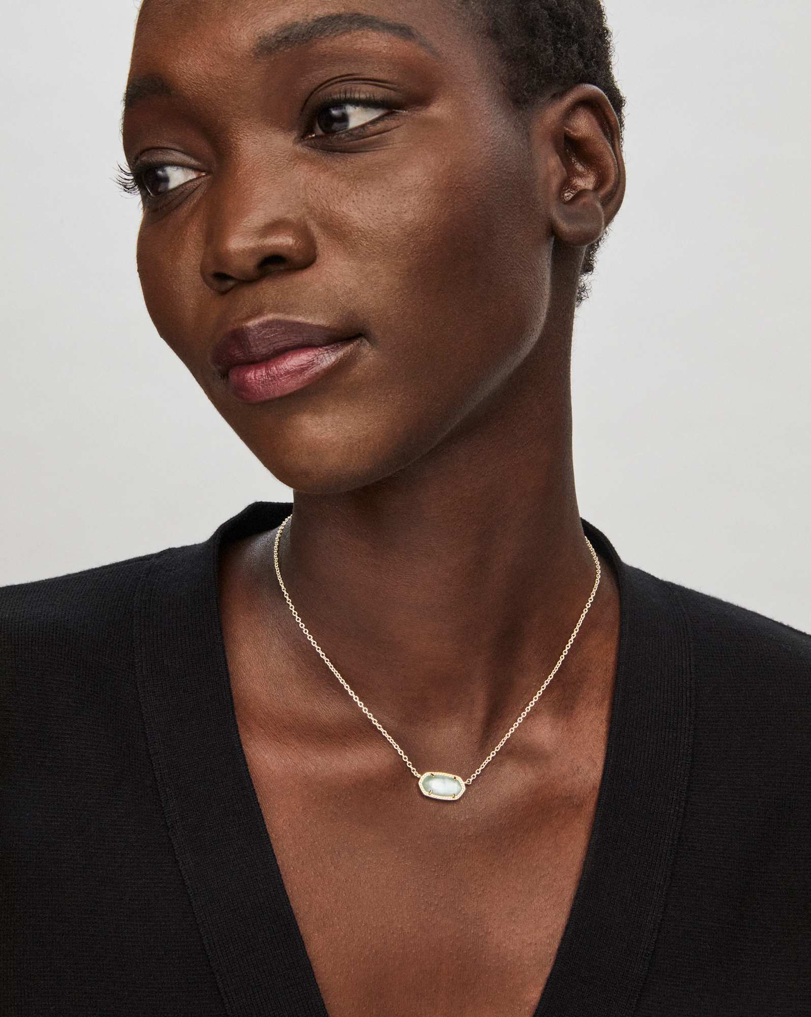 Elisa Gold Pendant Necklace in Light Blue Illusion