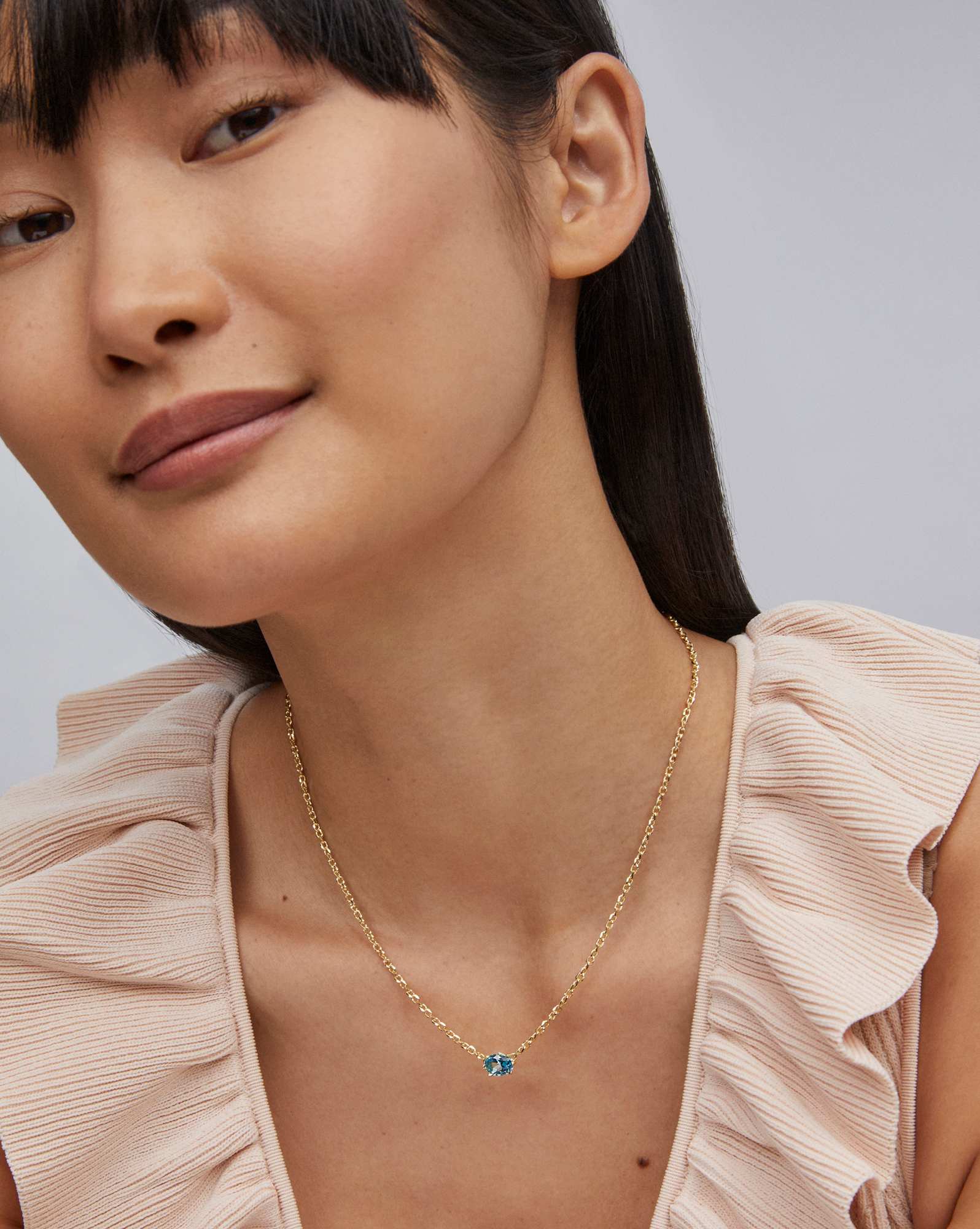 Cailin Gold Pendant Necklace in Aqua Crystal