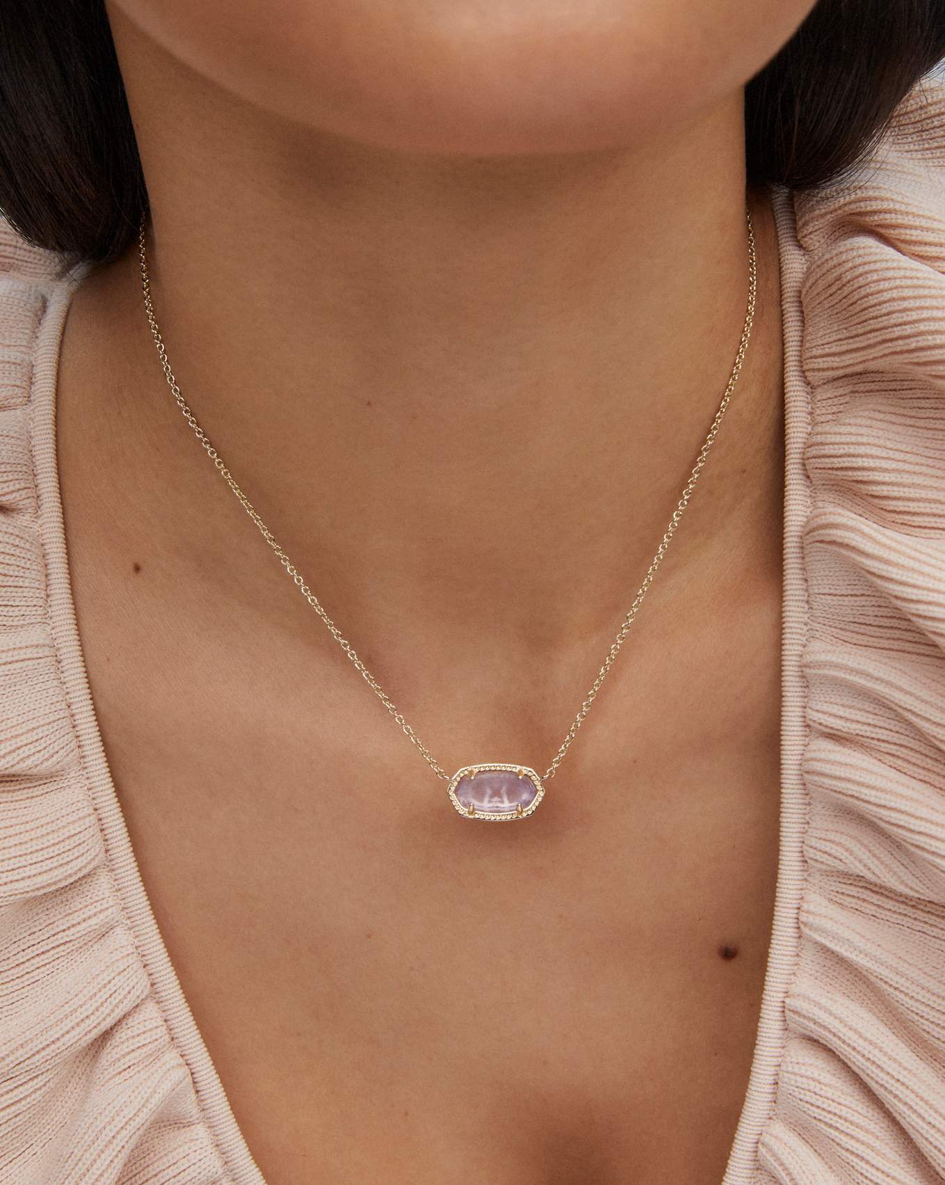 Elisa Gold Pendant Necklace in Amethyst