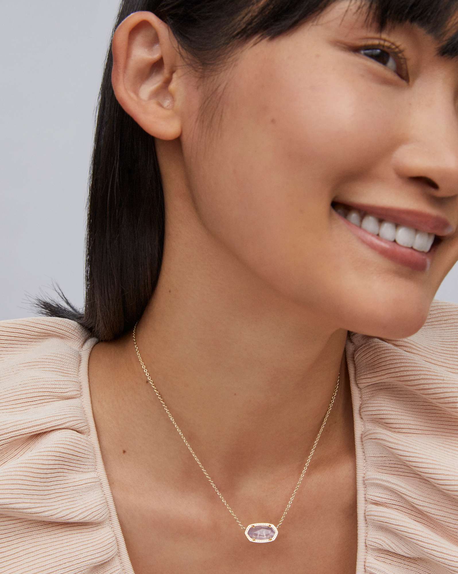 Elisa Gold Pendant Necklace in Amethyst