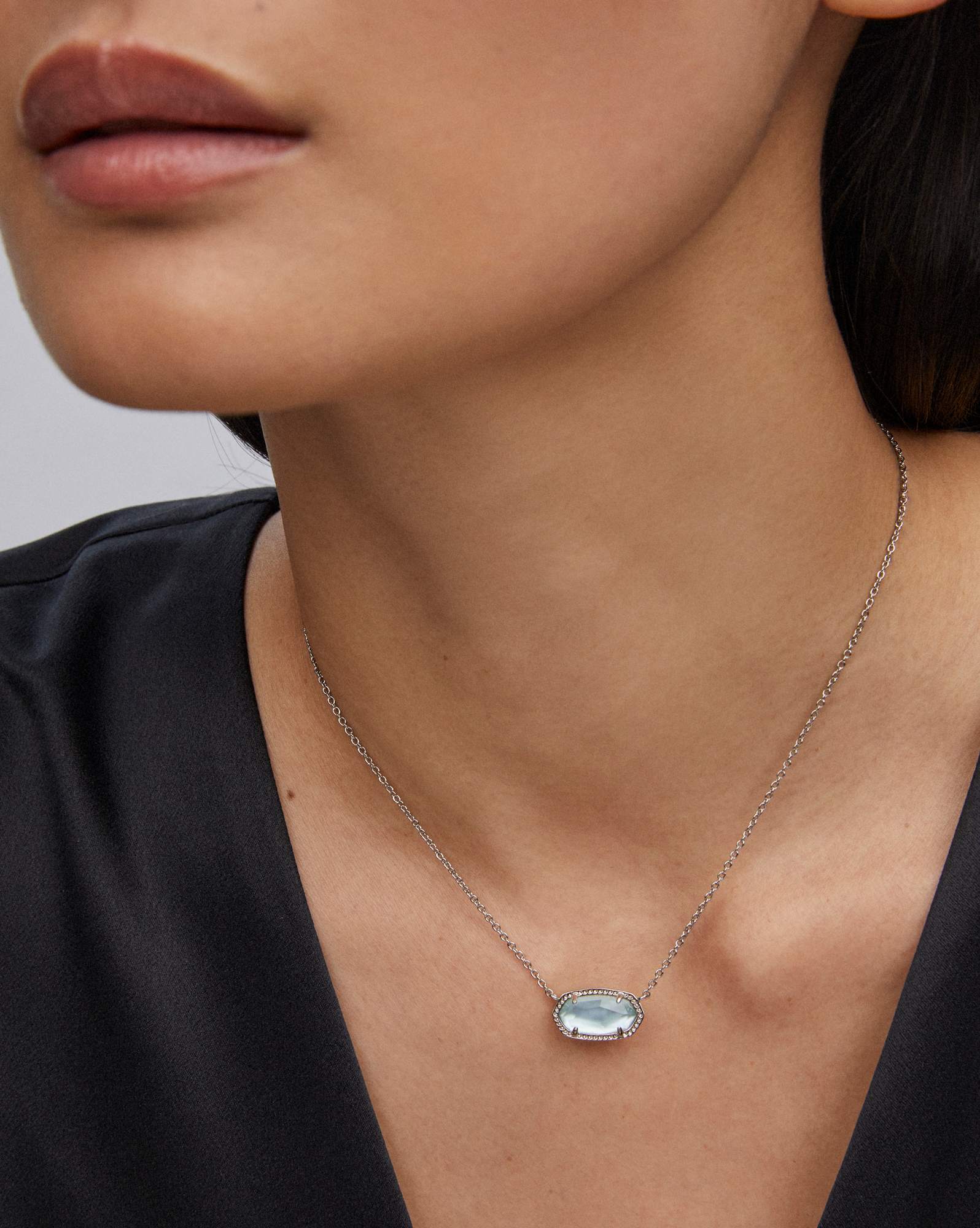 Elisa Silver Pendant Necklace in Light Blue Illusion