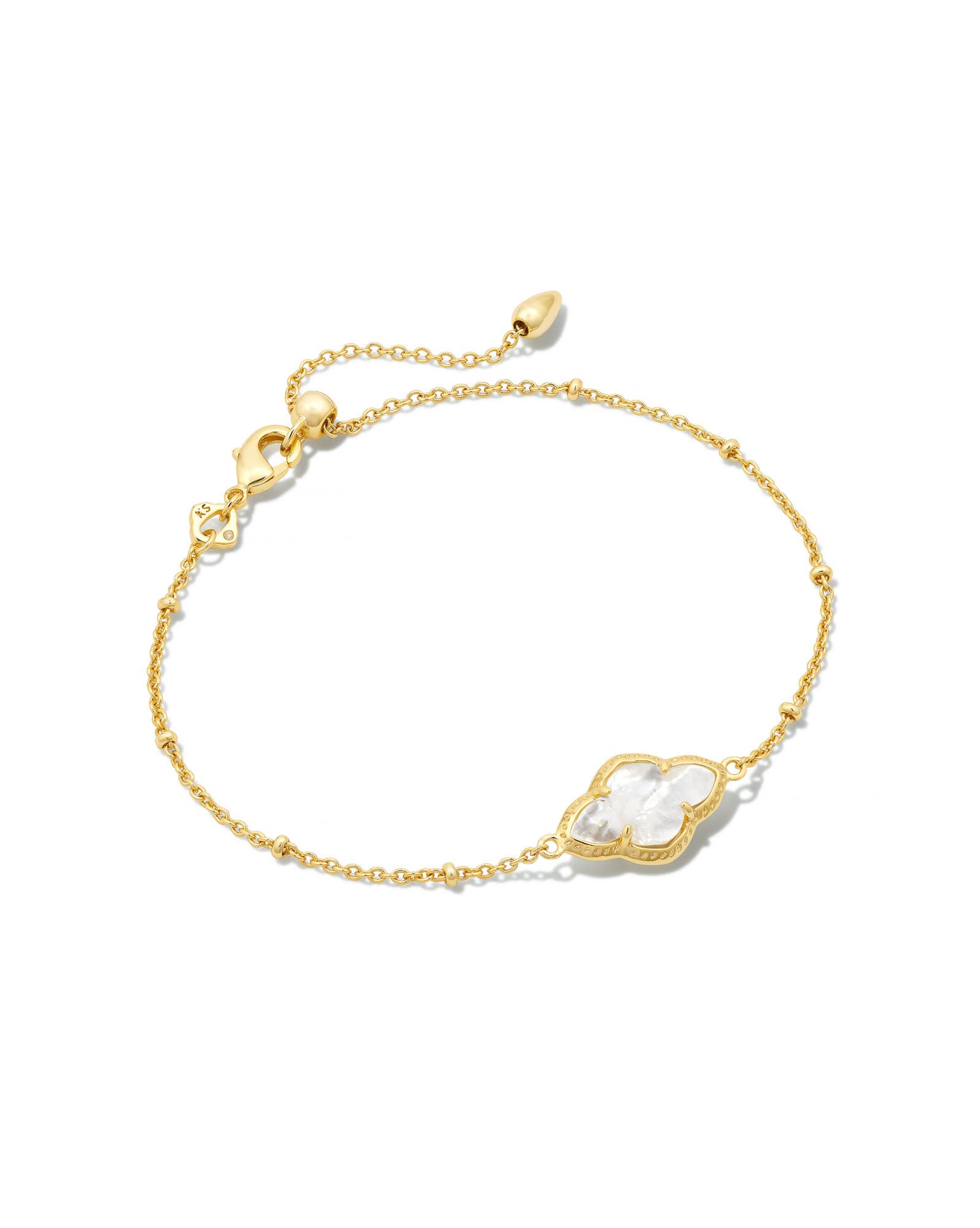 Abbie Gold Satellite Chain Bracelet in Ivory Mother-of-Pearl