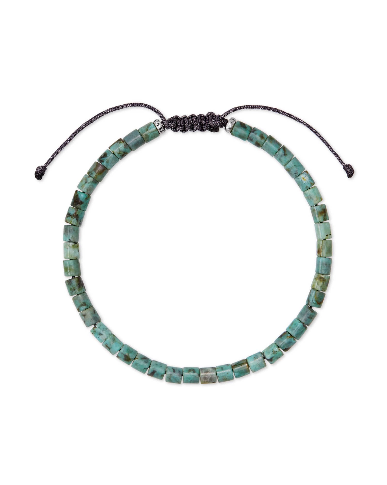 Grey Oxidized Sterling Silver Corded Bracelet in Teal Feldspar