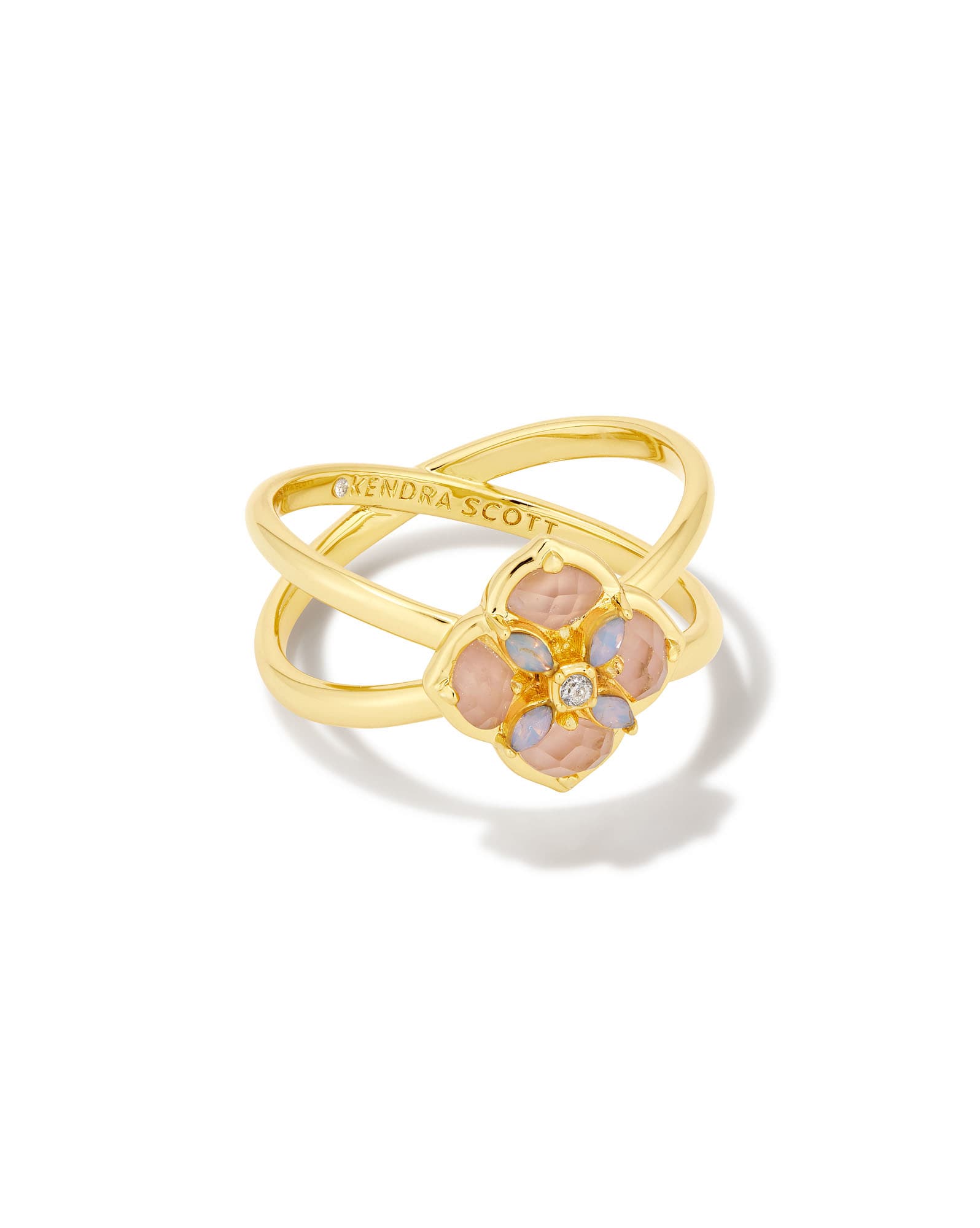 Dira Stone Gold Double Band Ring in Pink Mix