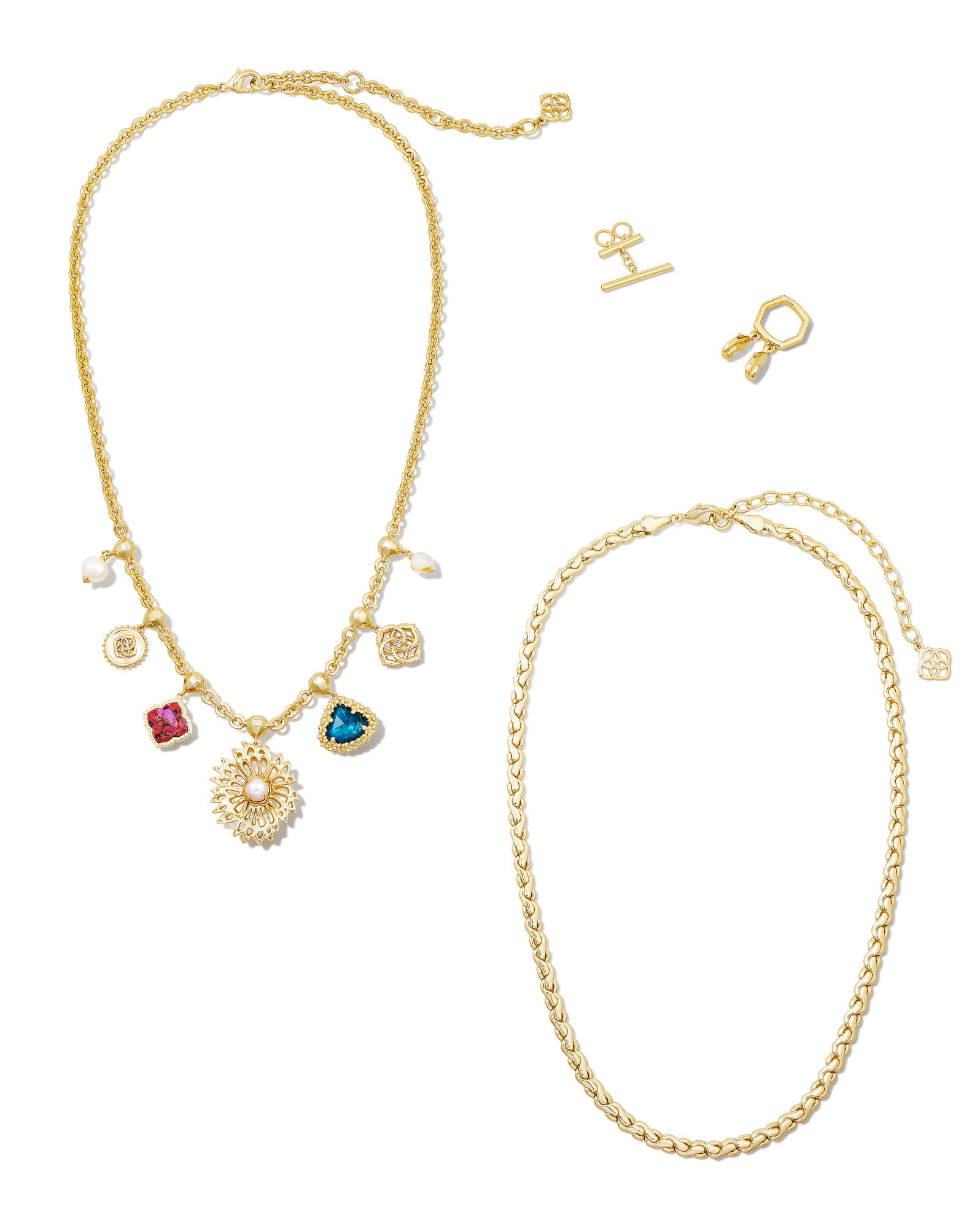 Brielle Convertible Gold Charm Necklace in Multi Mix
