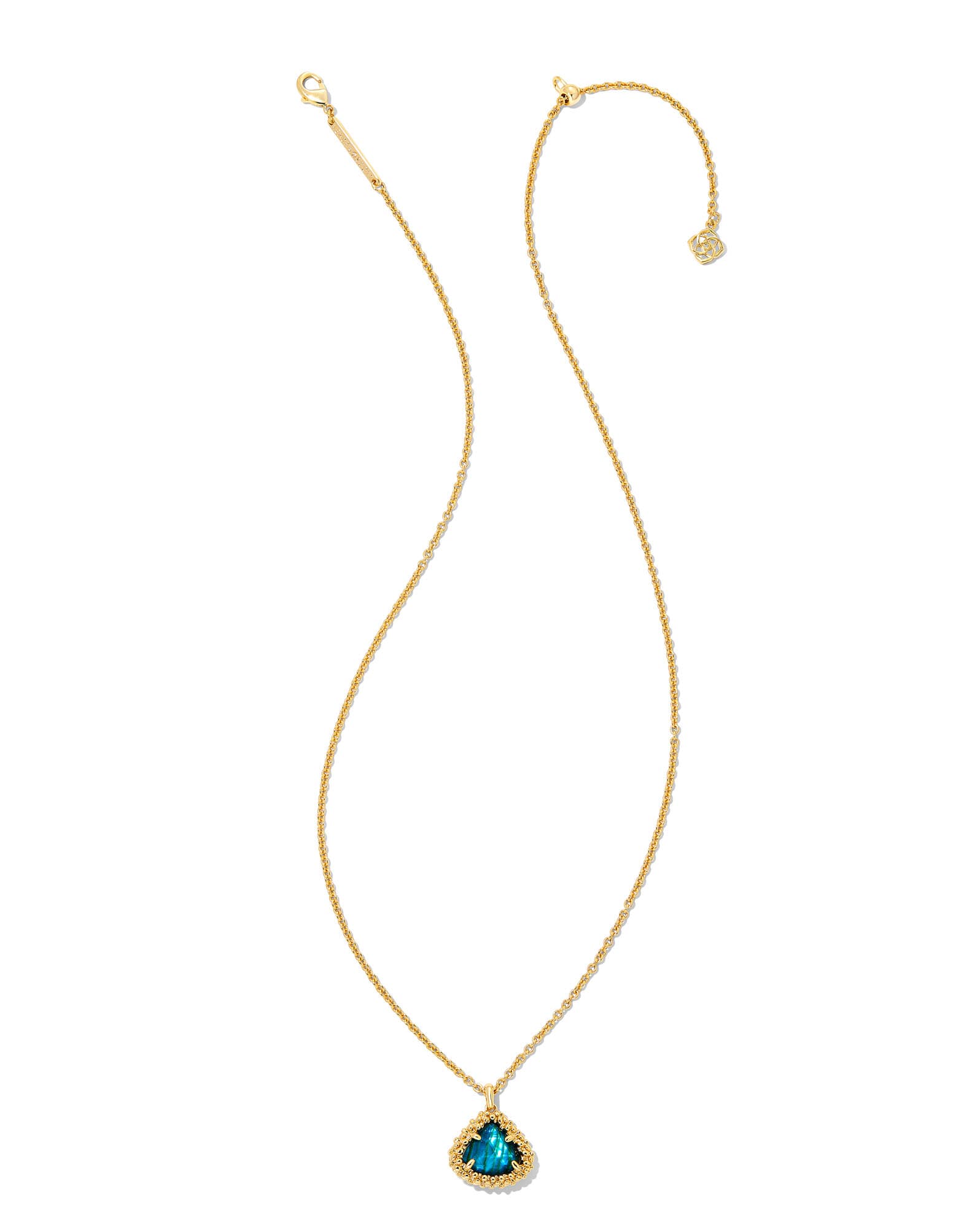 Framed Kendall Gold Short Pendant Necklace in Teal Abalone