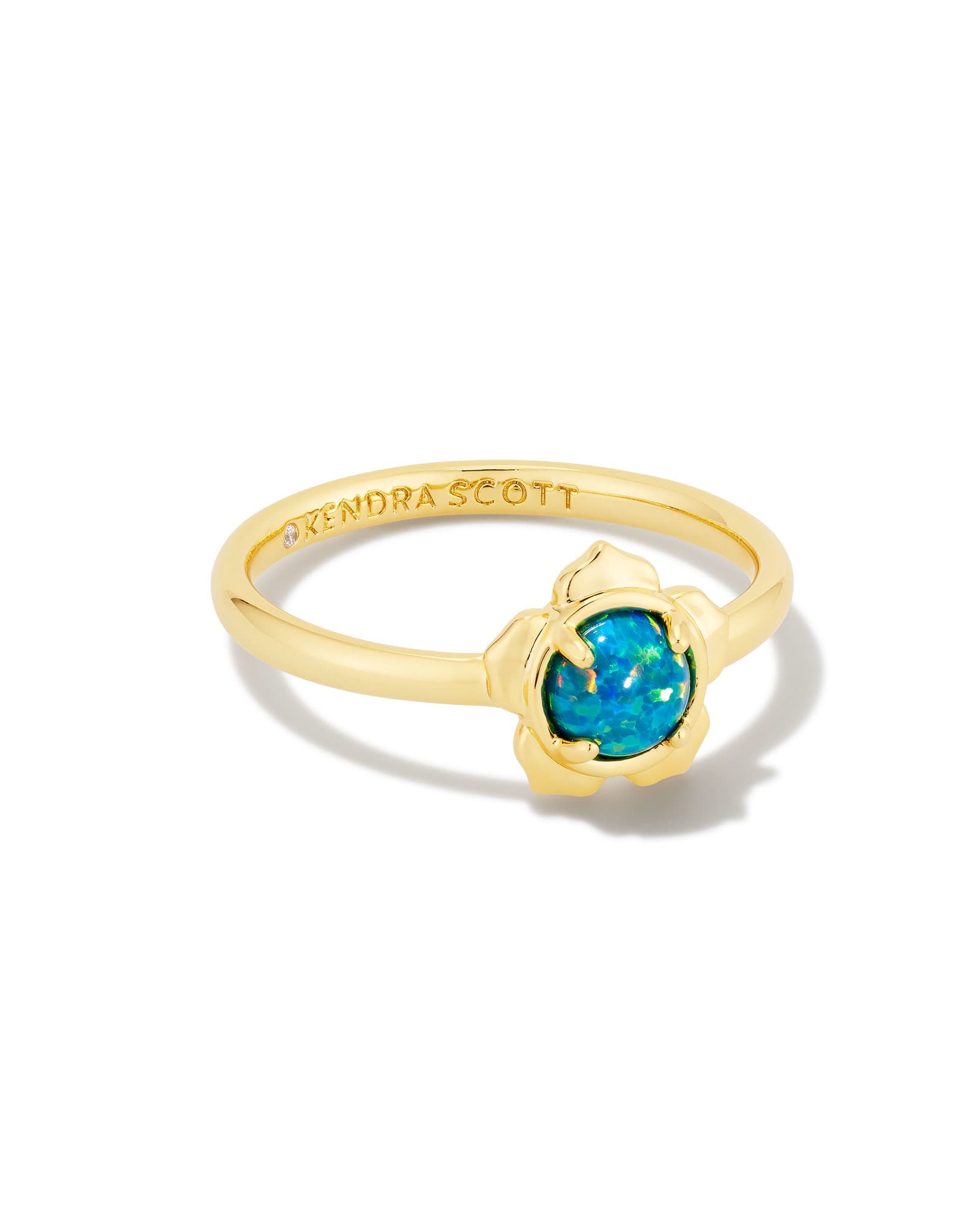 Susie Gold Band Ring in Marine Lab Grown Opal