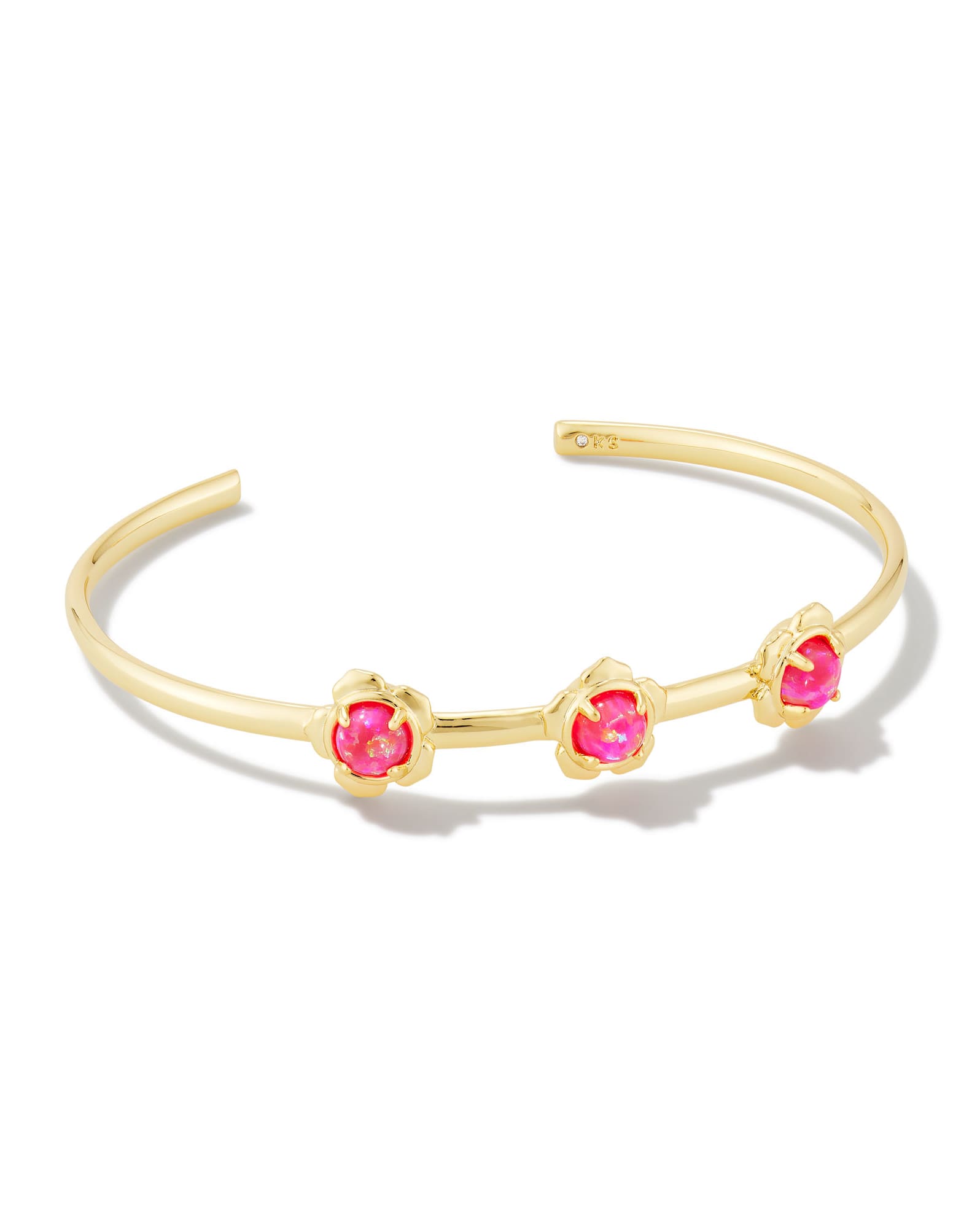 Susie Gold Cuff Bracelet in Hot Pink Lab Grown Opal