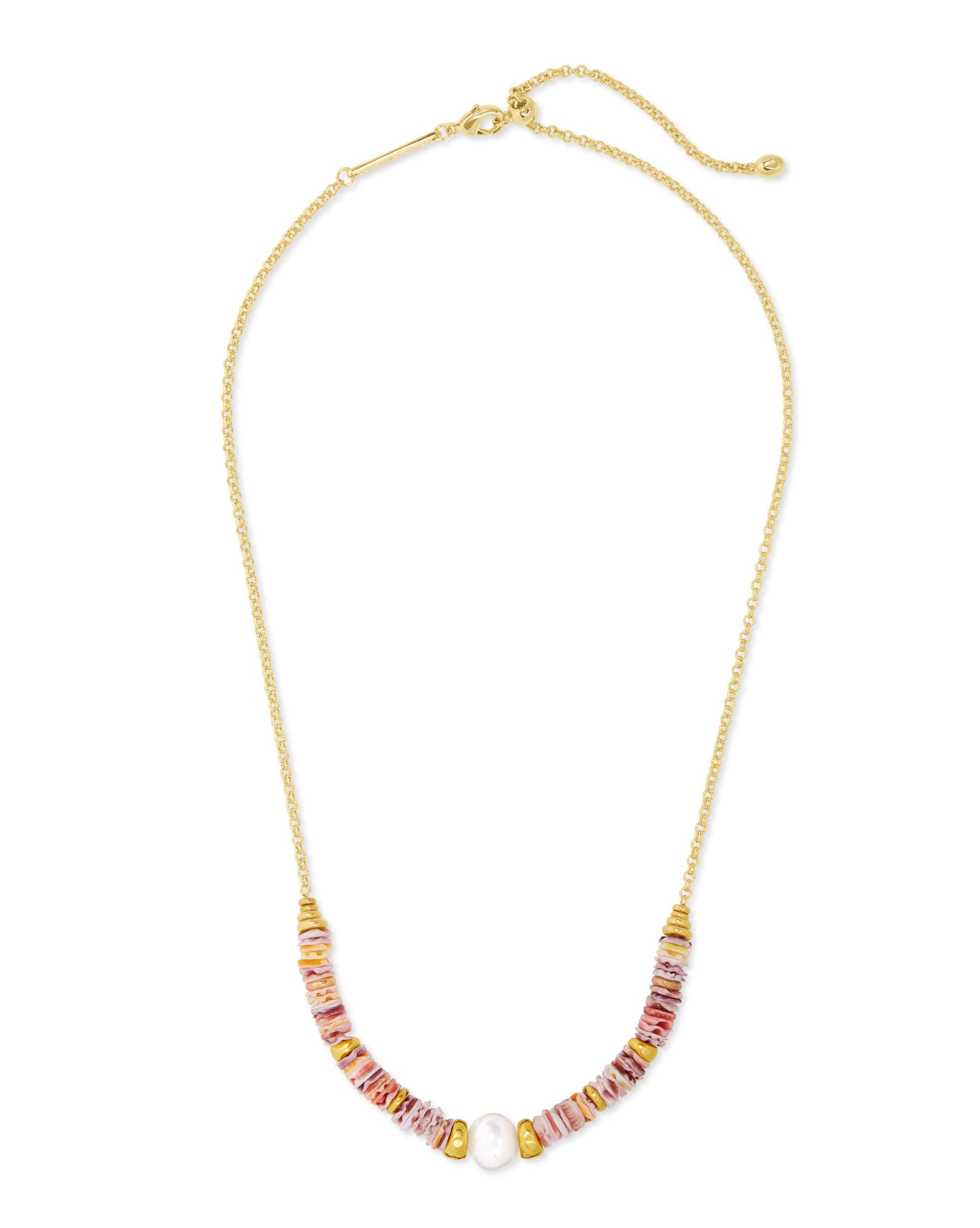 Lila Vintage Gold Strand Necklace in Pastel Shells