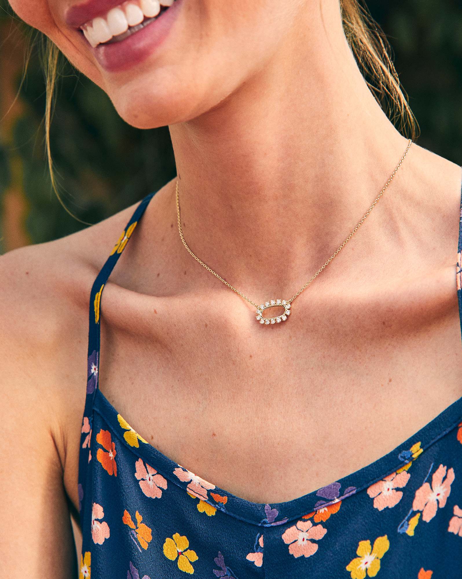 Elisa Open Frame Crystal Pendant Necklace