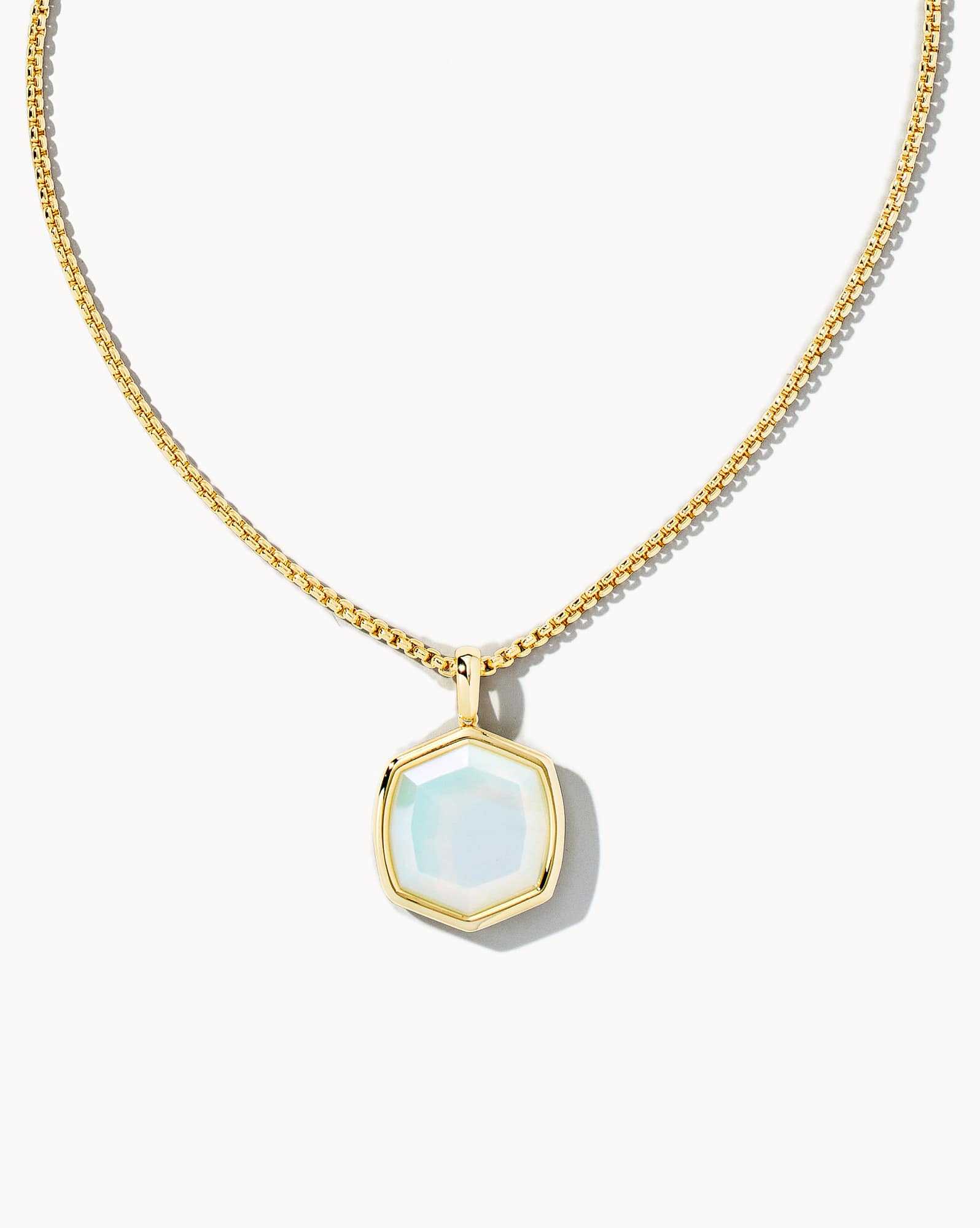 Davis Gold Long Pendant Necklace in Iridescent Opalite