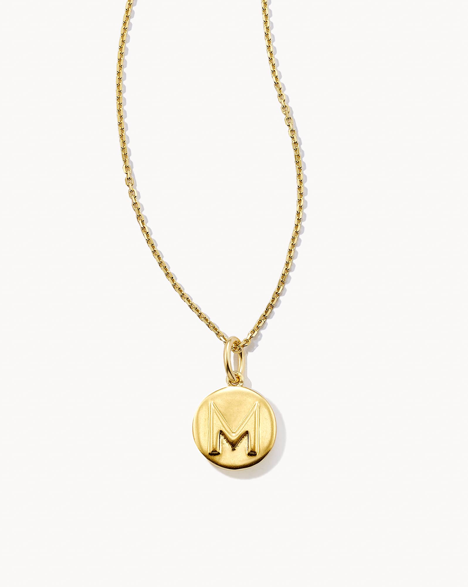 Letter M Coin Pendant Necklace in 18k Gold Vermeil