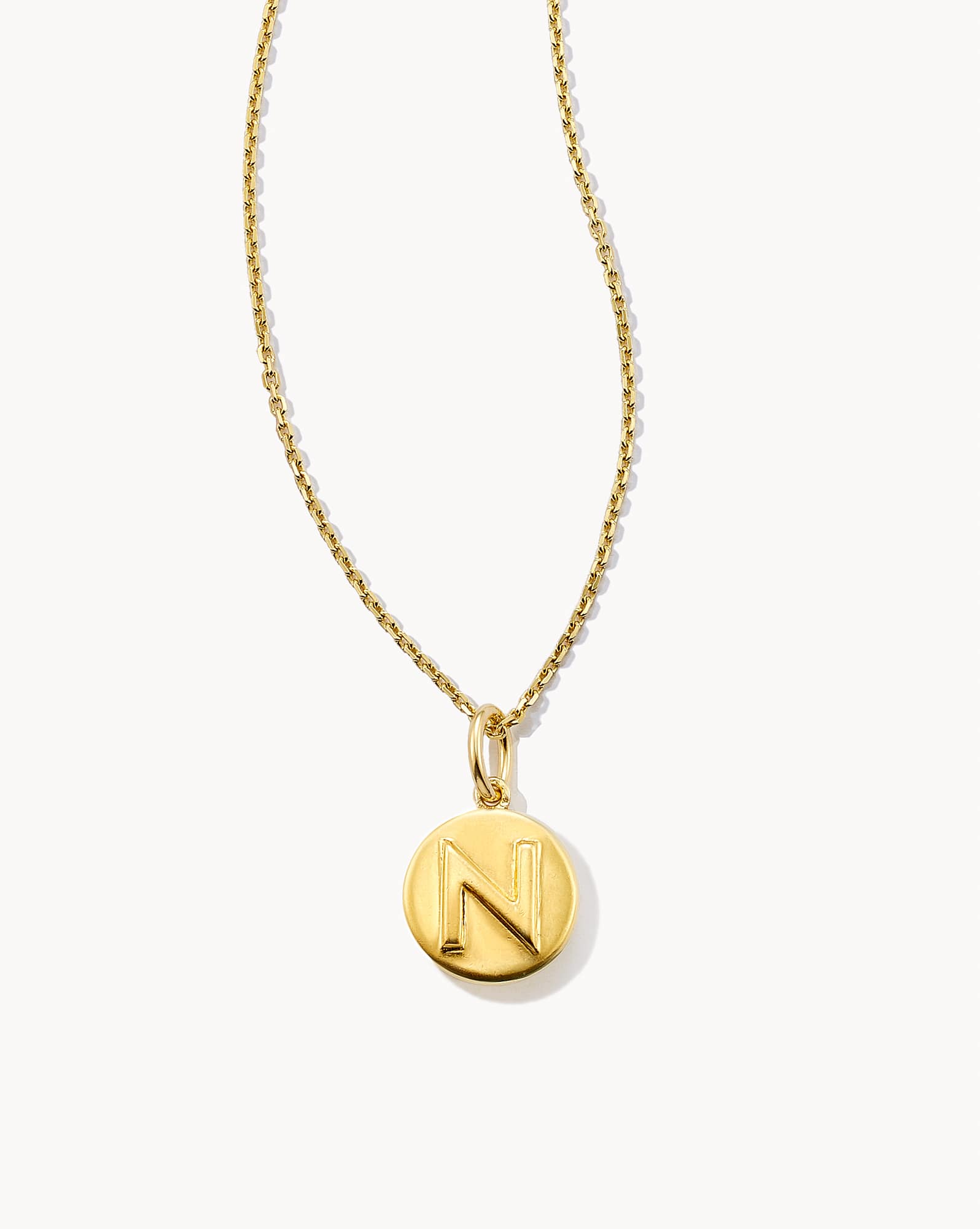 Letter N Coin Pendant Necklace in 18k Gold Vermeil