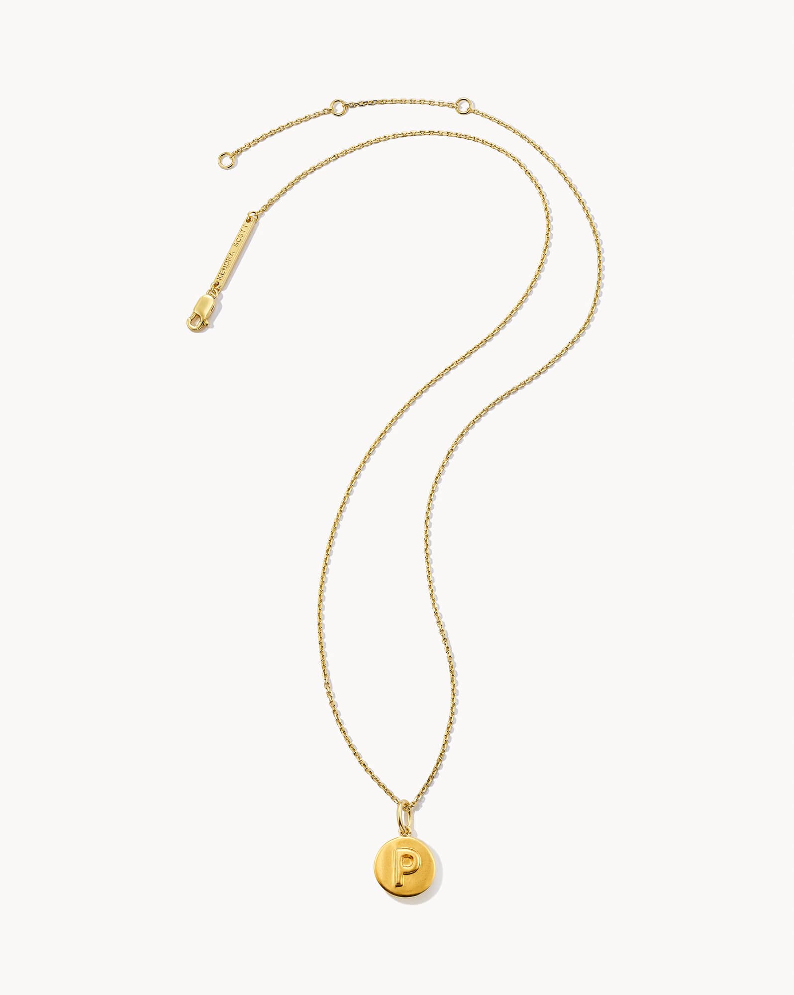 Letter P Coin Pendant Necklace in 18k Gold Vermeil