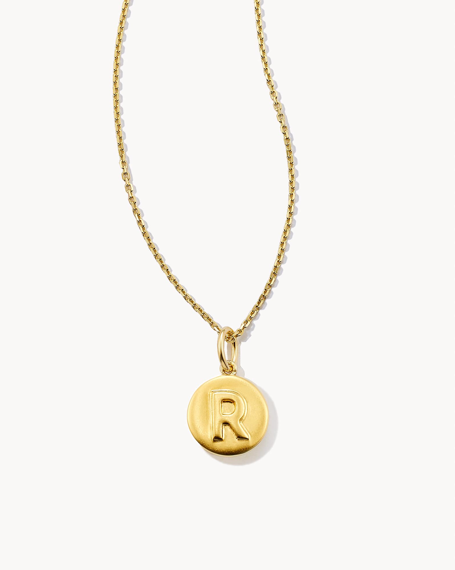 Letter R Coin Pendant Necklace in 18k Gold Vermeil