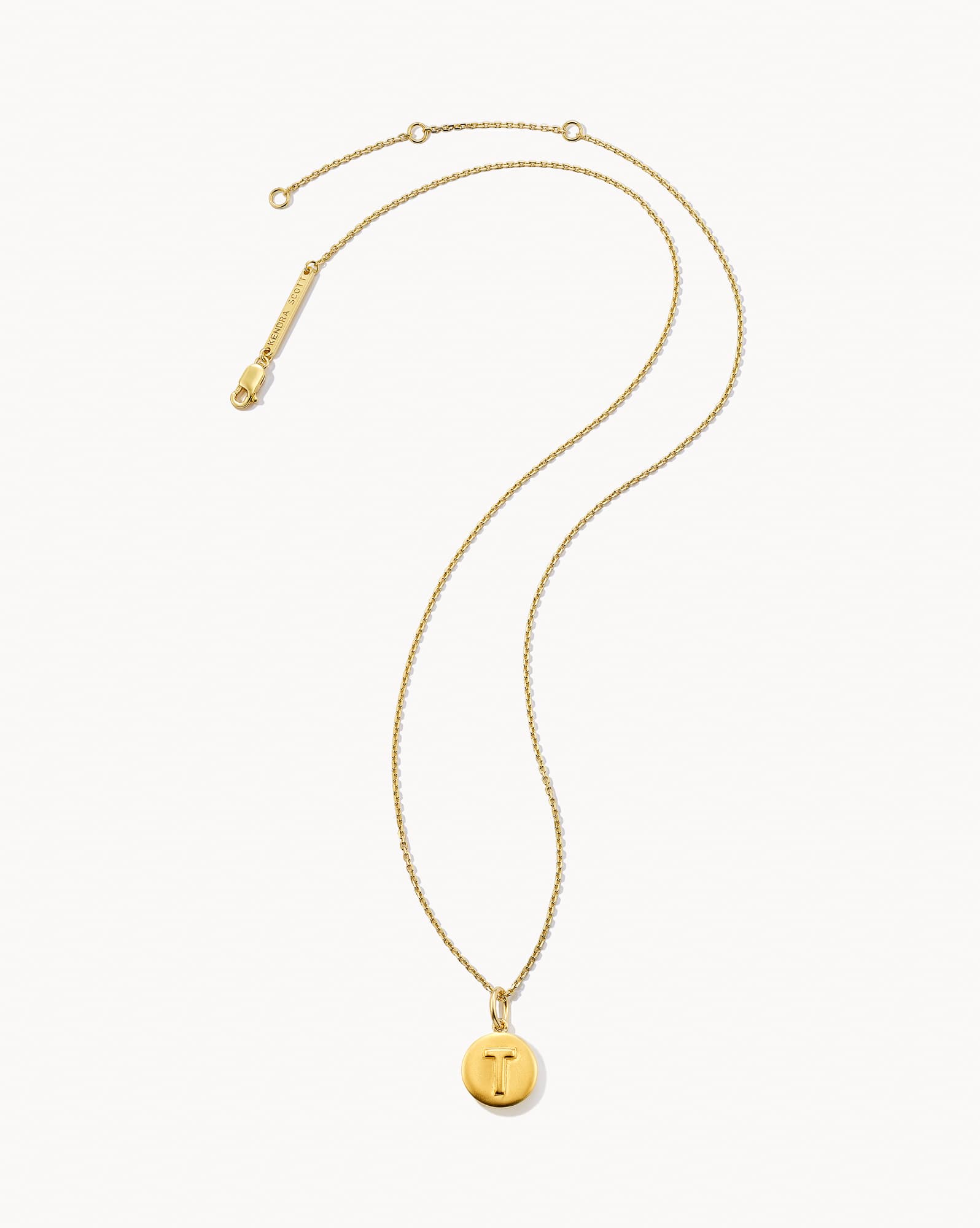 Letter T Coin Pendant Necklace in 18k Gold Vermeil