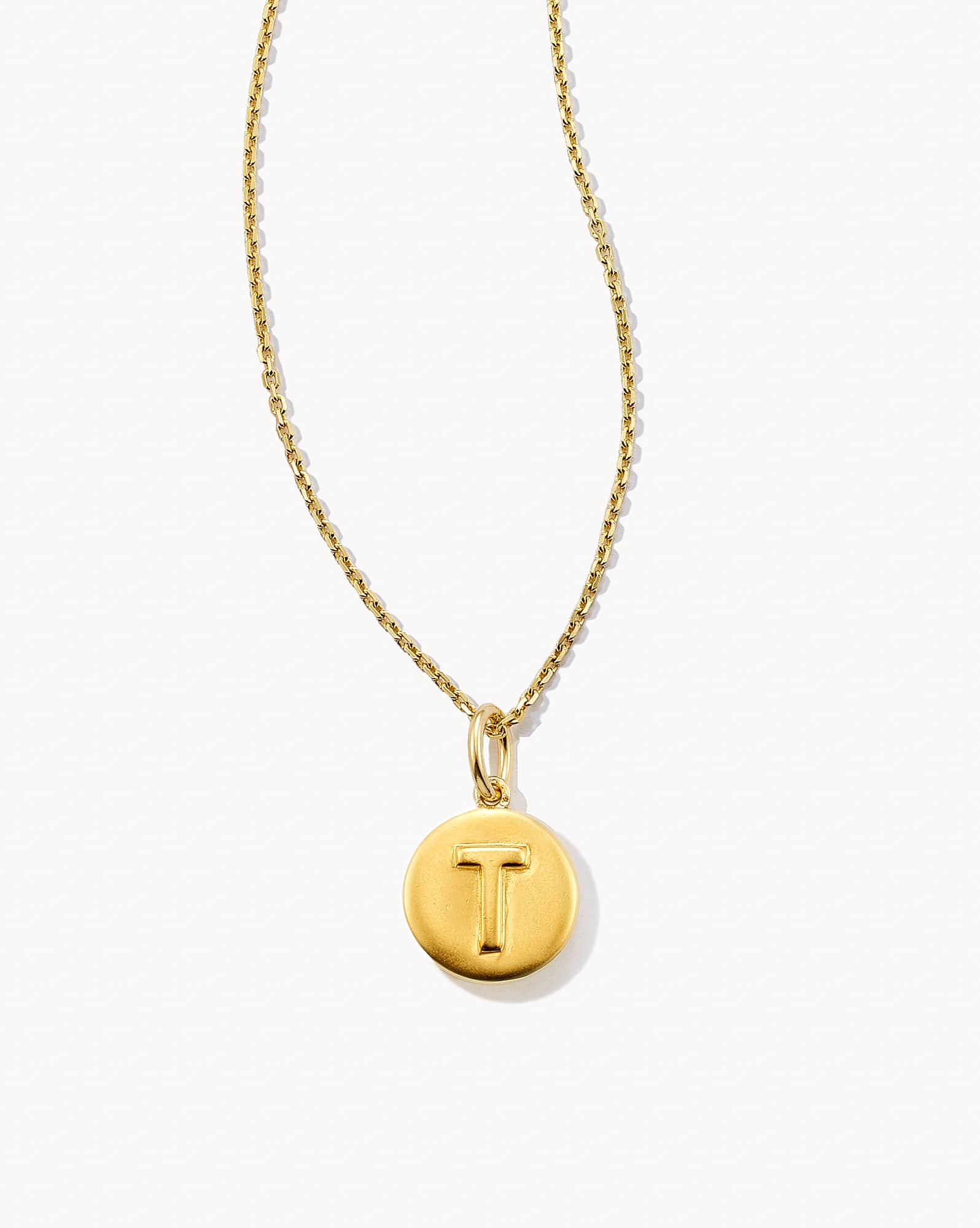 Letter T Coin Pendant Necklace in 18k Gold Vermeil