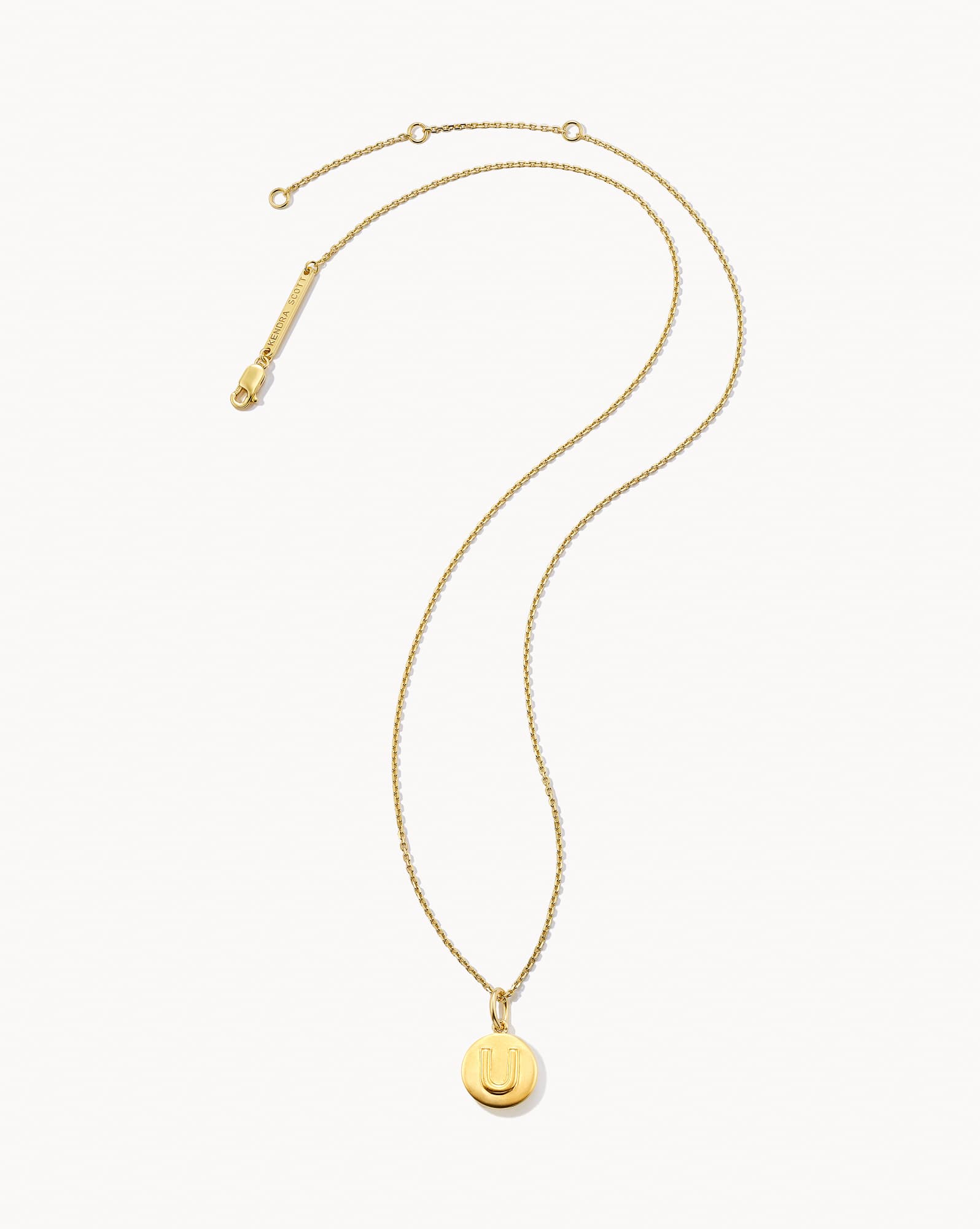Letter U Coin Pendant Necklace in 18k Gold Vermeil