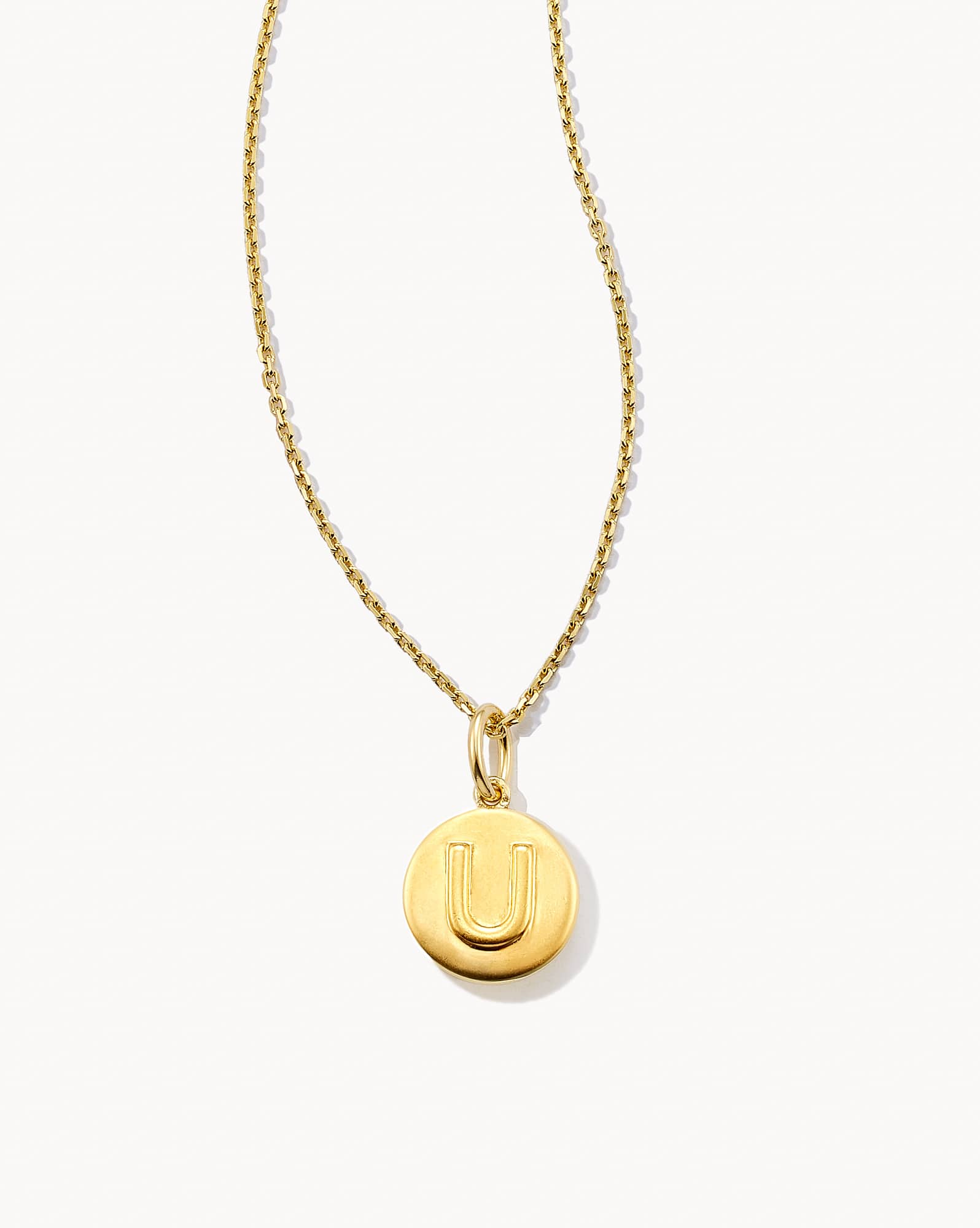 Letter U Coin Pendant Necklace in 18k Gold Vermeil